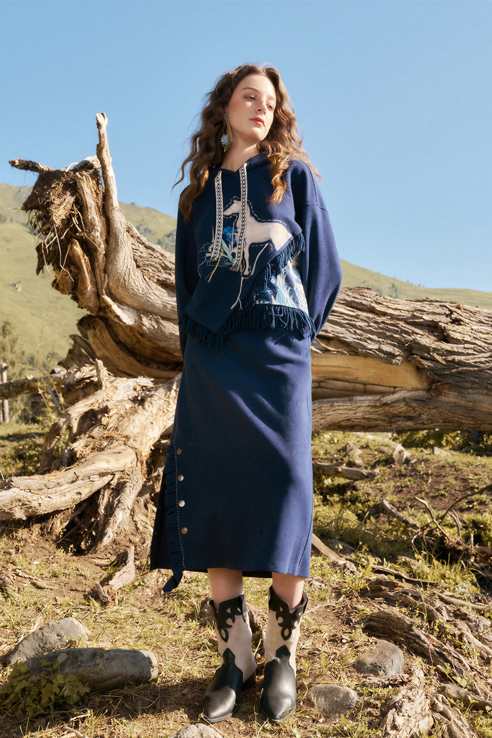 Van Gogh-Inspired Casual Sweatshirt Skirt