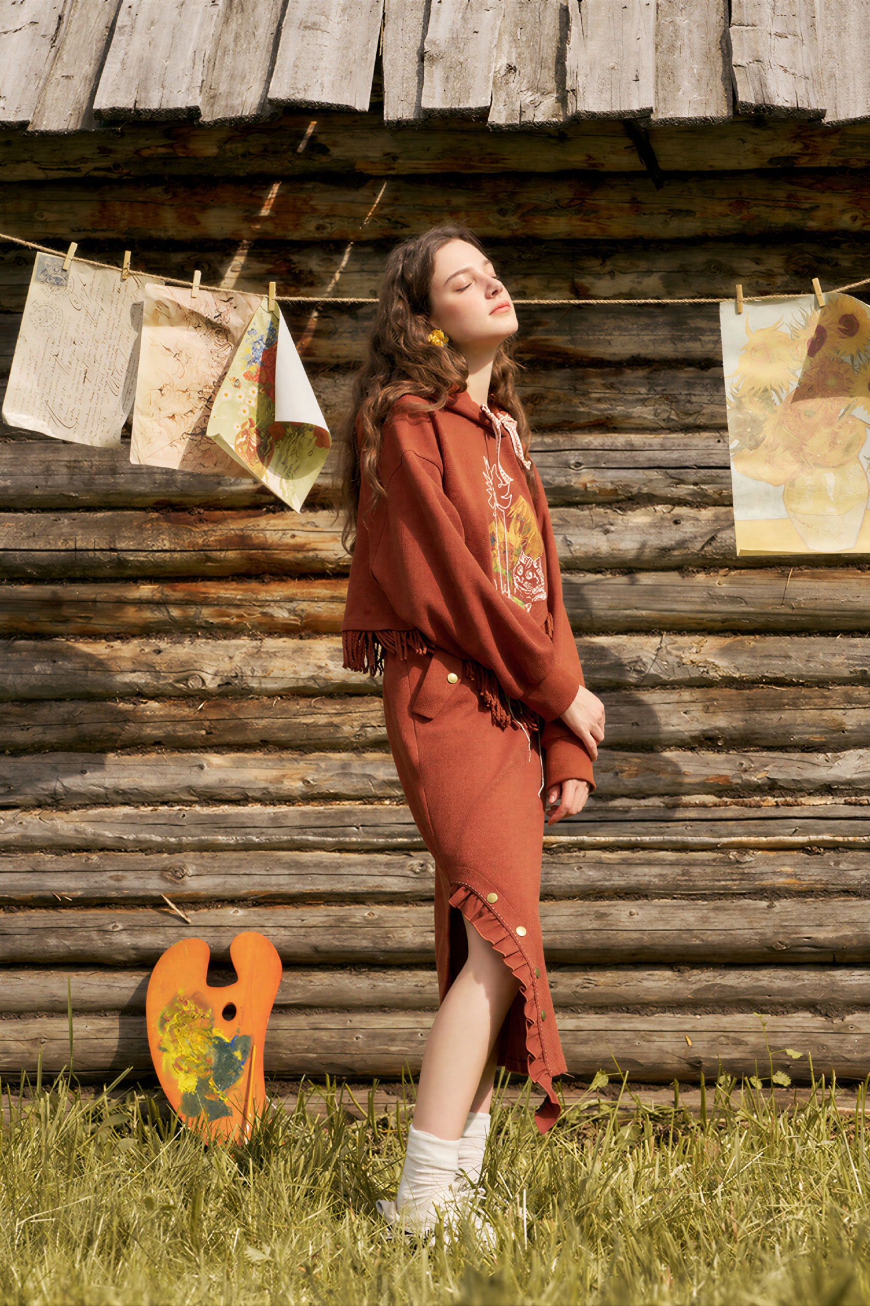 Van Gogh-Inspired Casual Sweatshirt Skirt