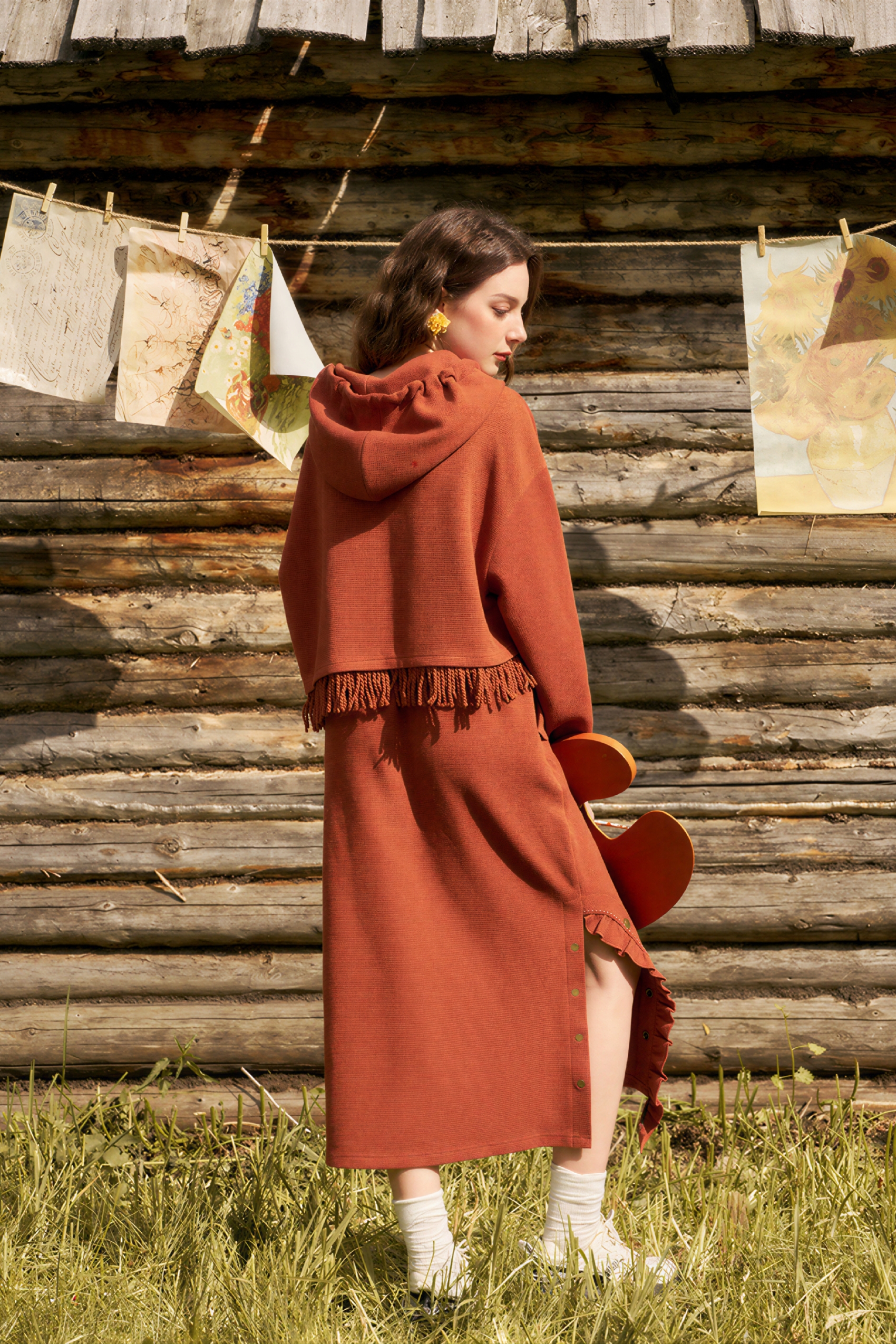 Van Gogh-Inspired Casual Sweatshirt Skirt