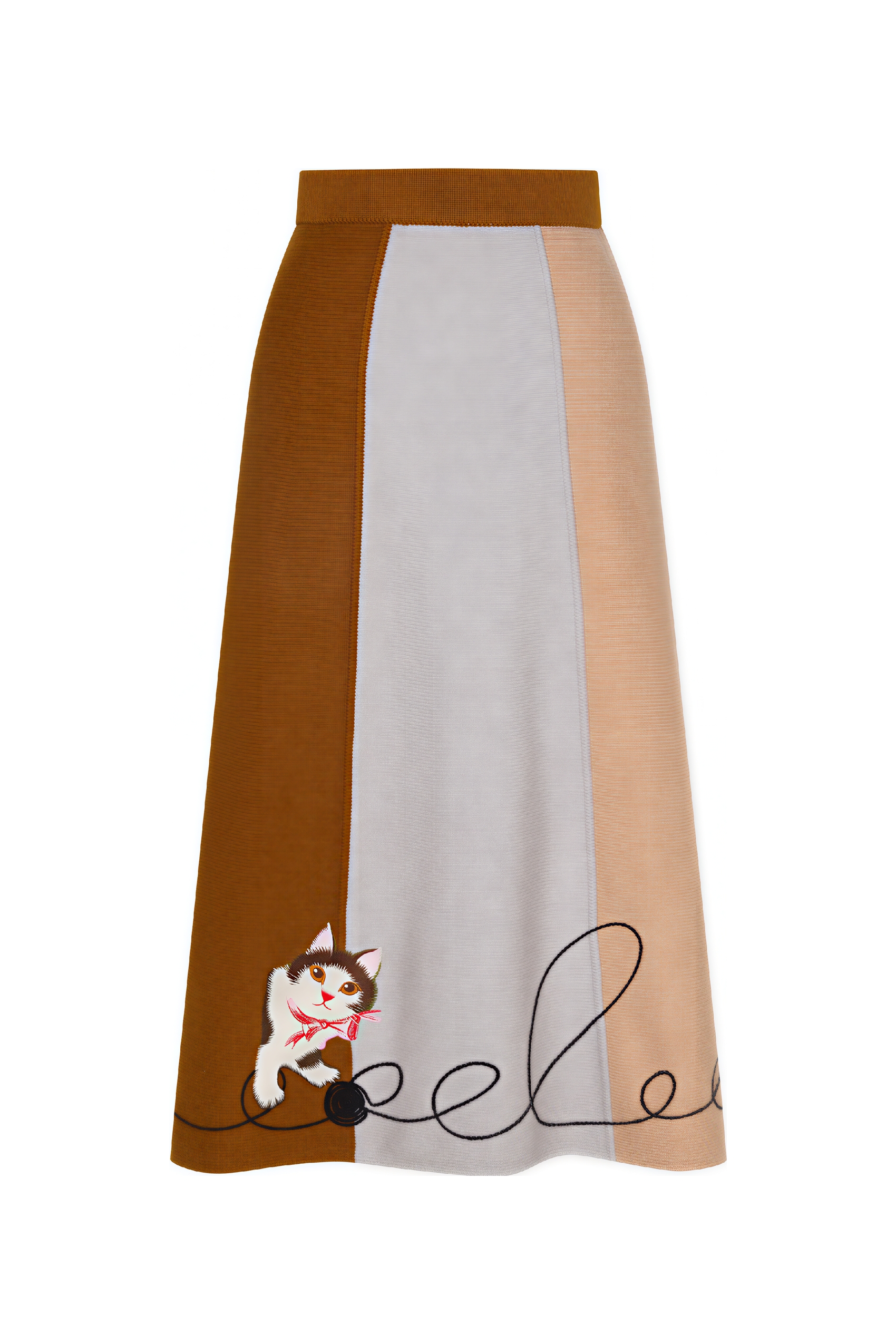Van Gogh-Inspired Knit A-Line Midi Skirt