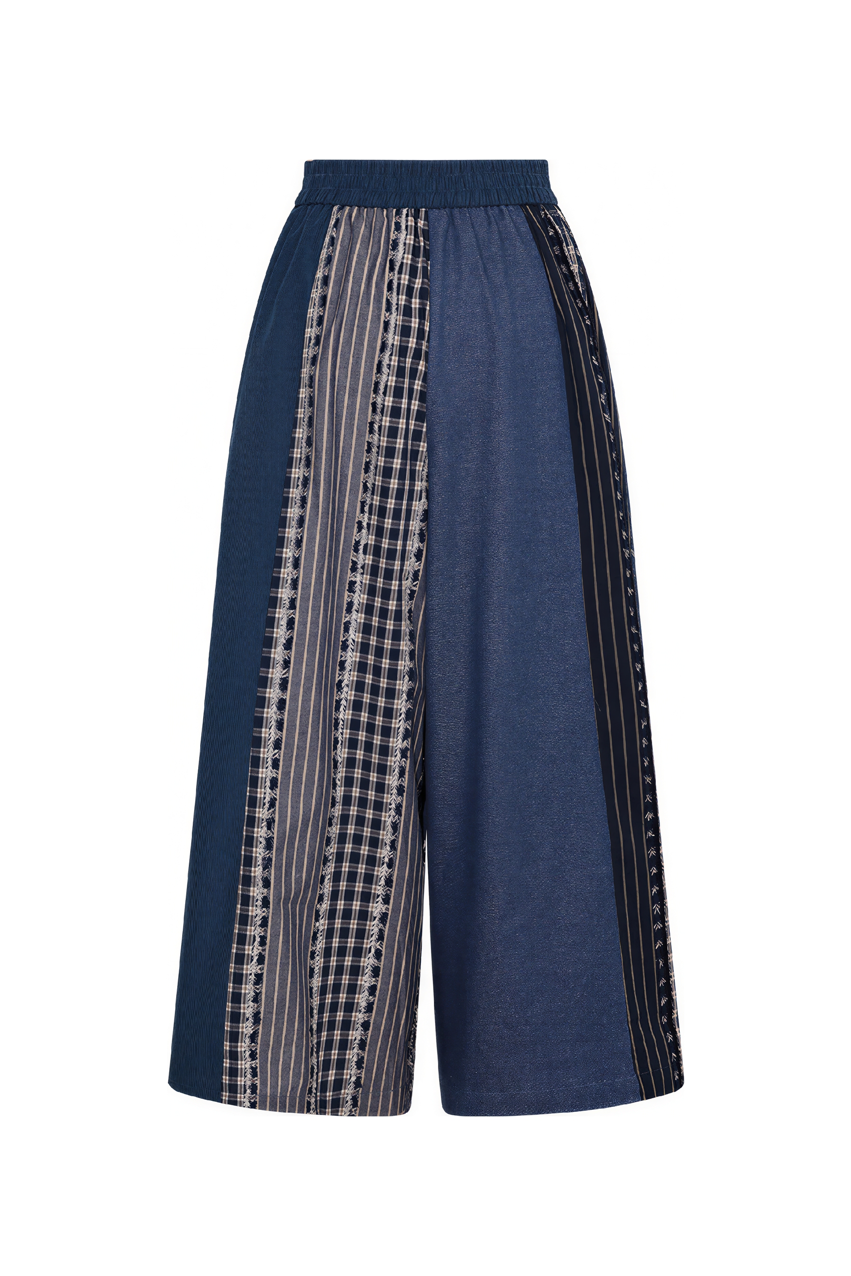 Patchwork Relaxed Wide-Leg Pants