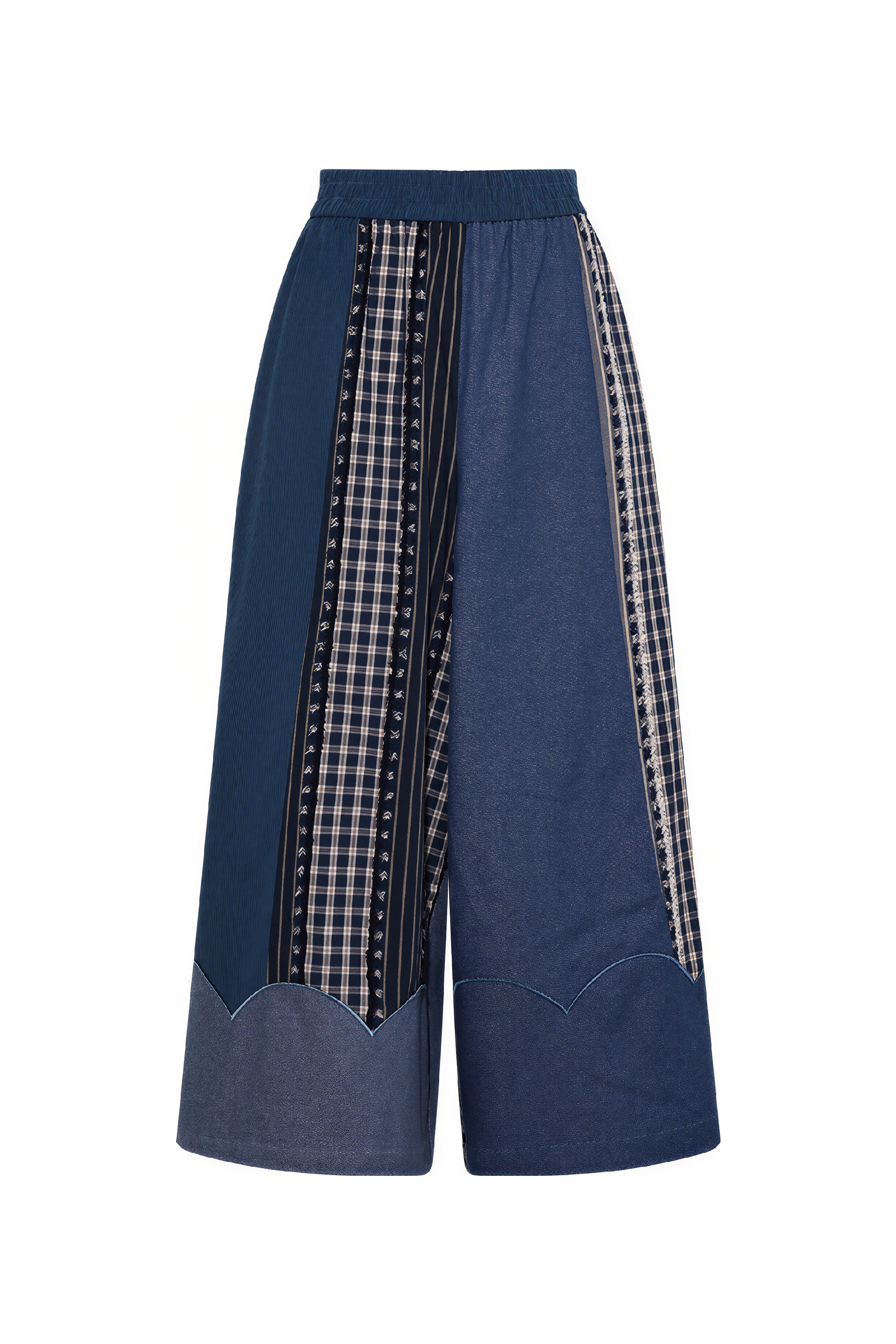 Patchwork Relaxed Wide-Leg Pants