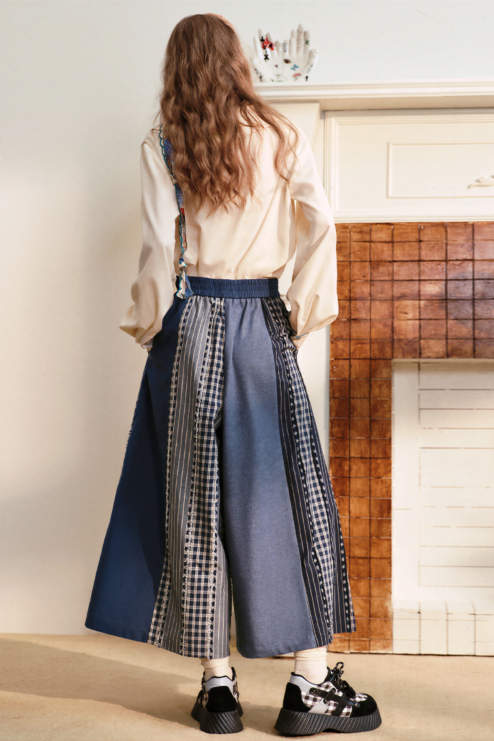 Patchwork Relaxed Wide-Leg Pants