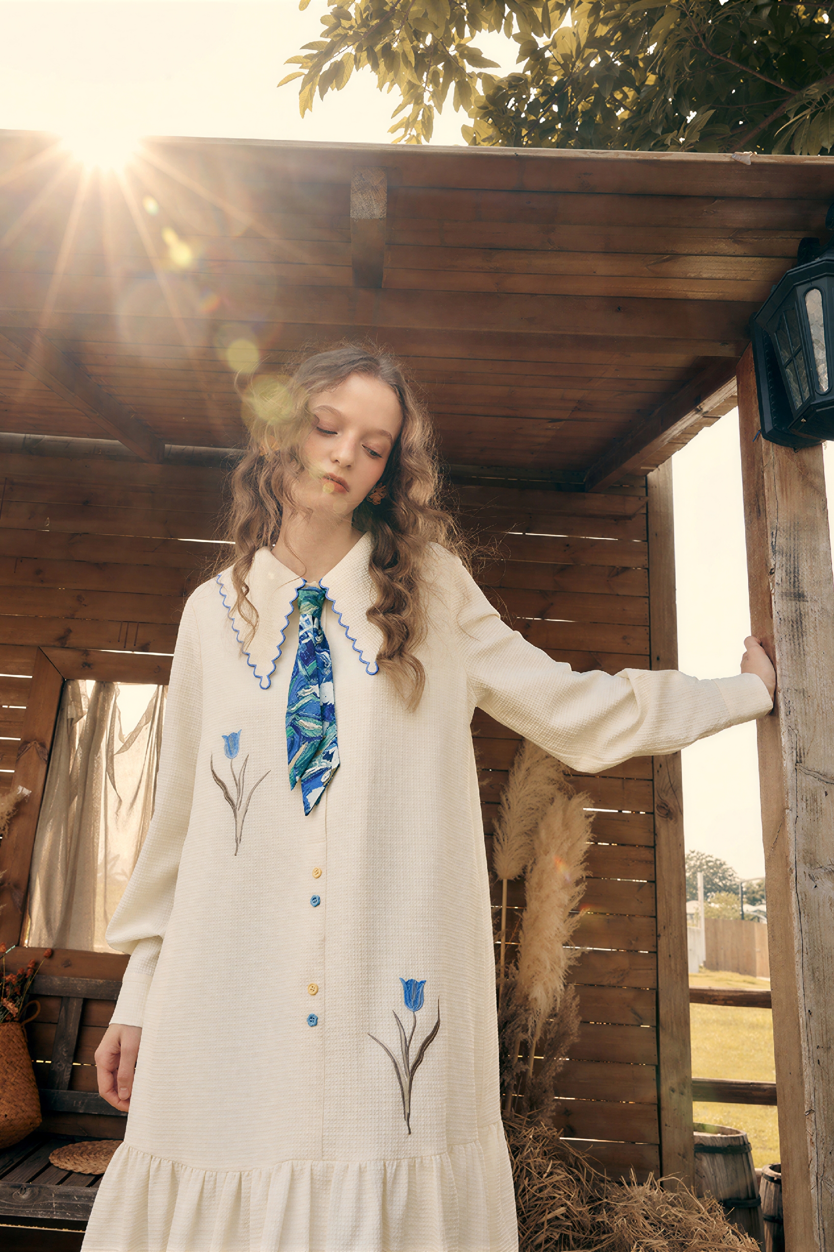French-Inspired Long-Sleeve Shirt Dress