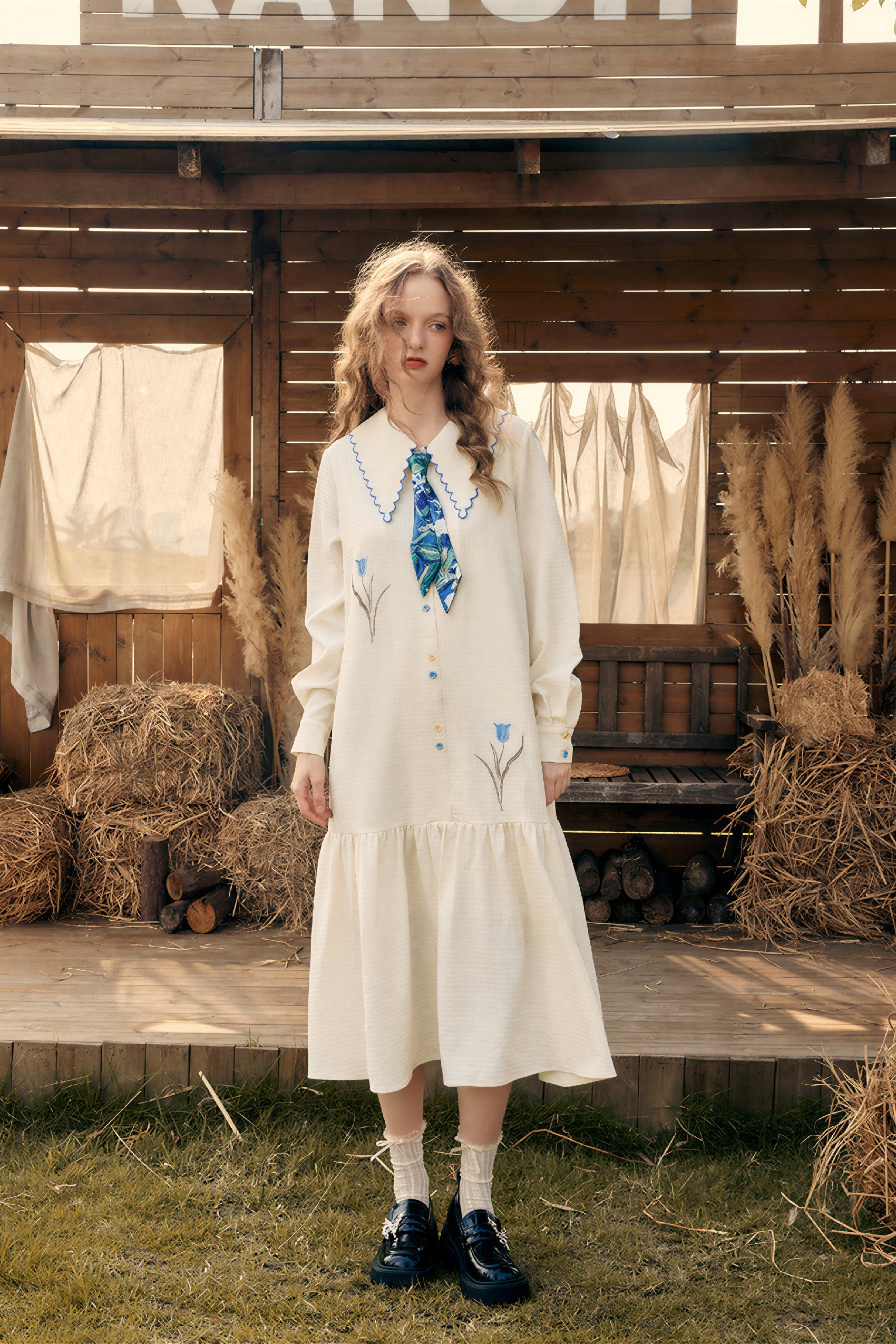 French-Inspired Long-Sleeve Shirt Dress