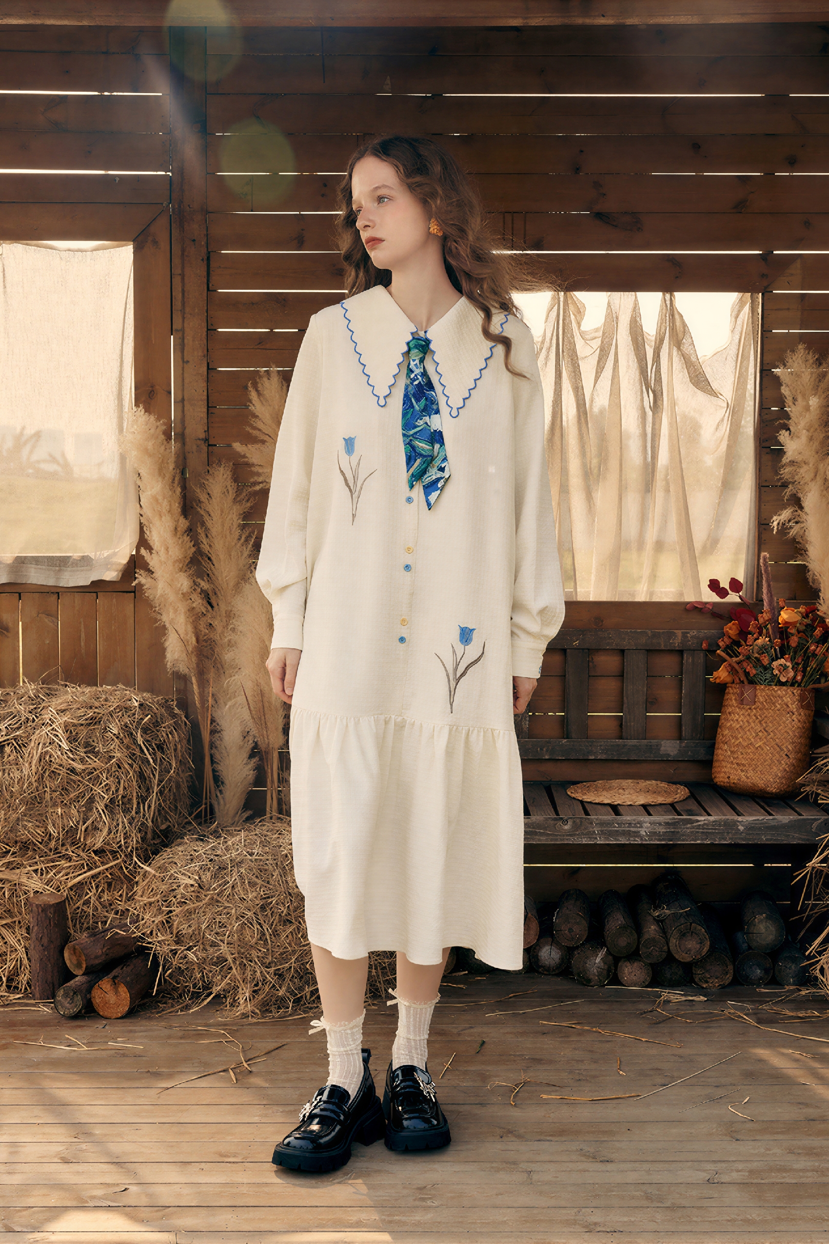 French-Inspired Long-Sleeve Shirt Dress