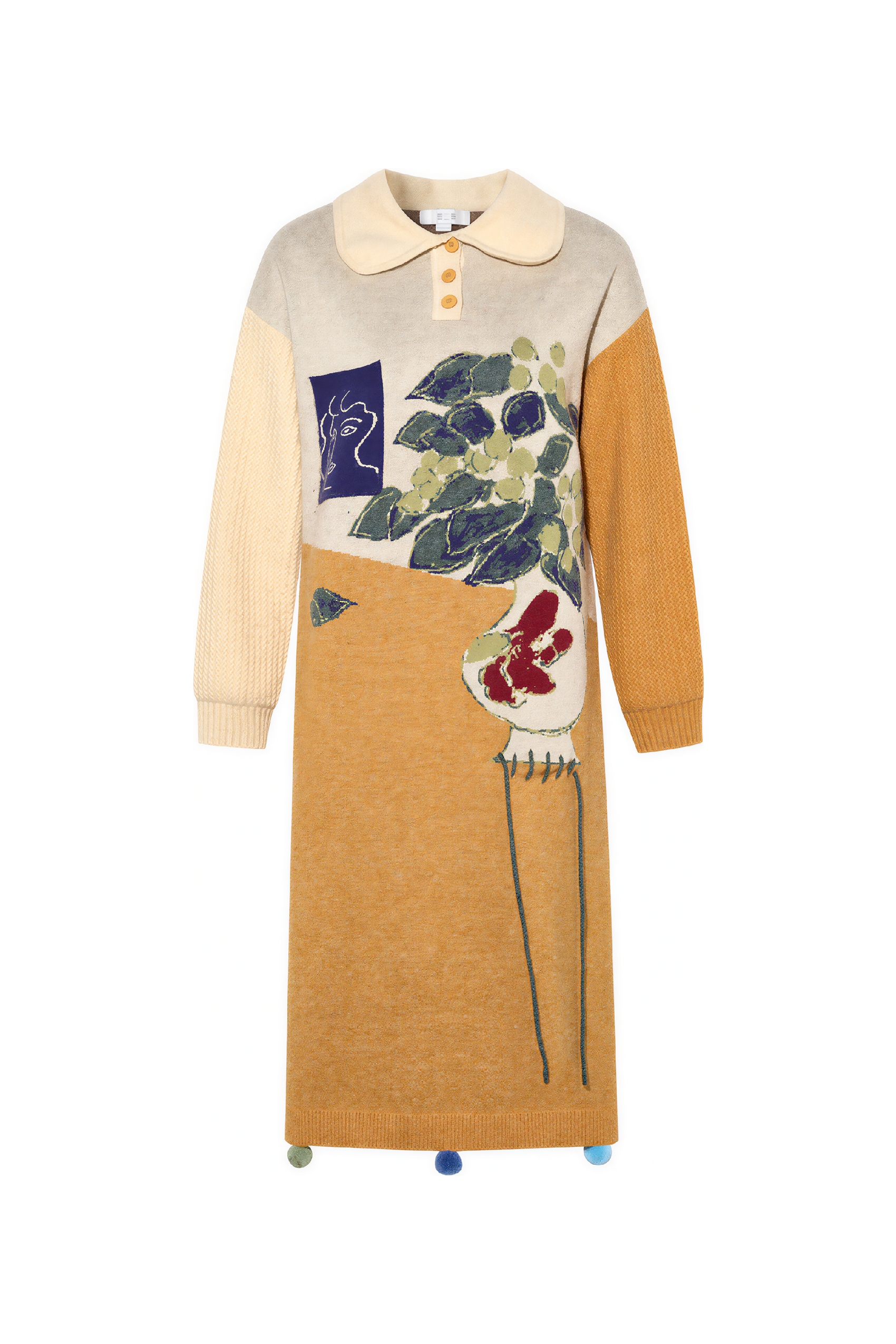 Oil painting niche knitted sweater dress