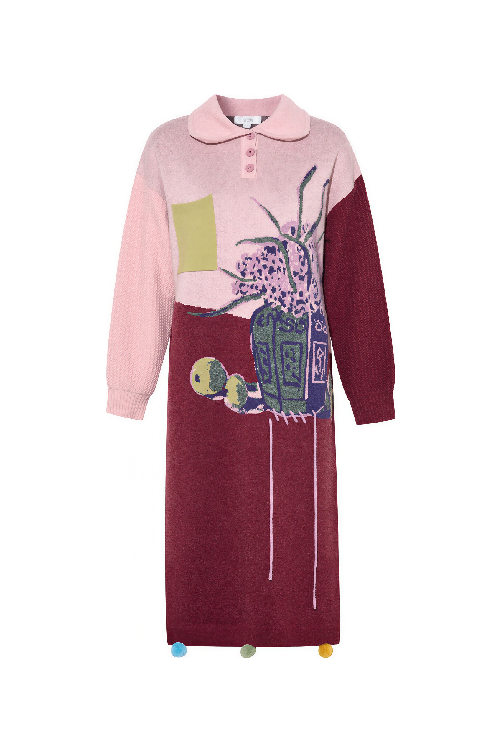 Oil painting niche knitted sweater dress