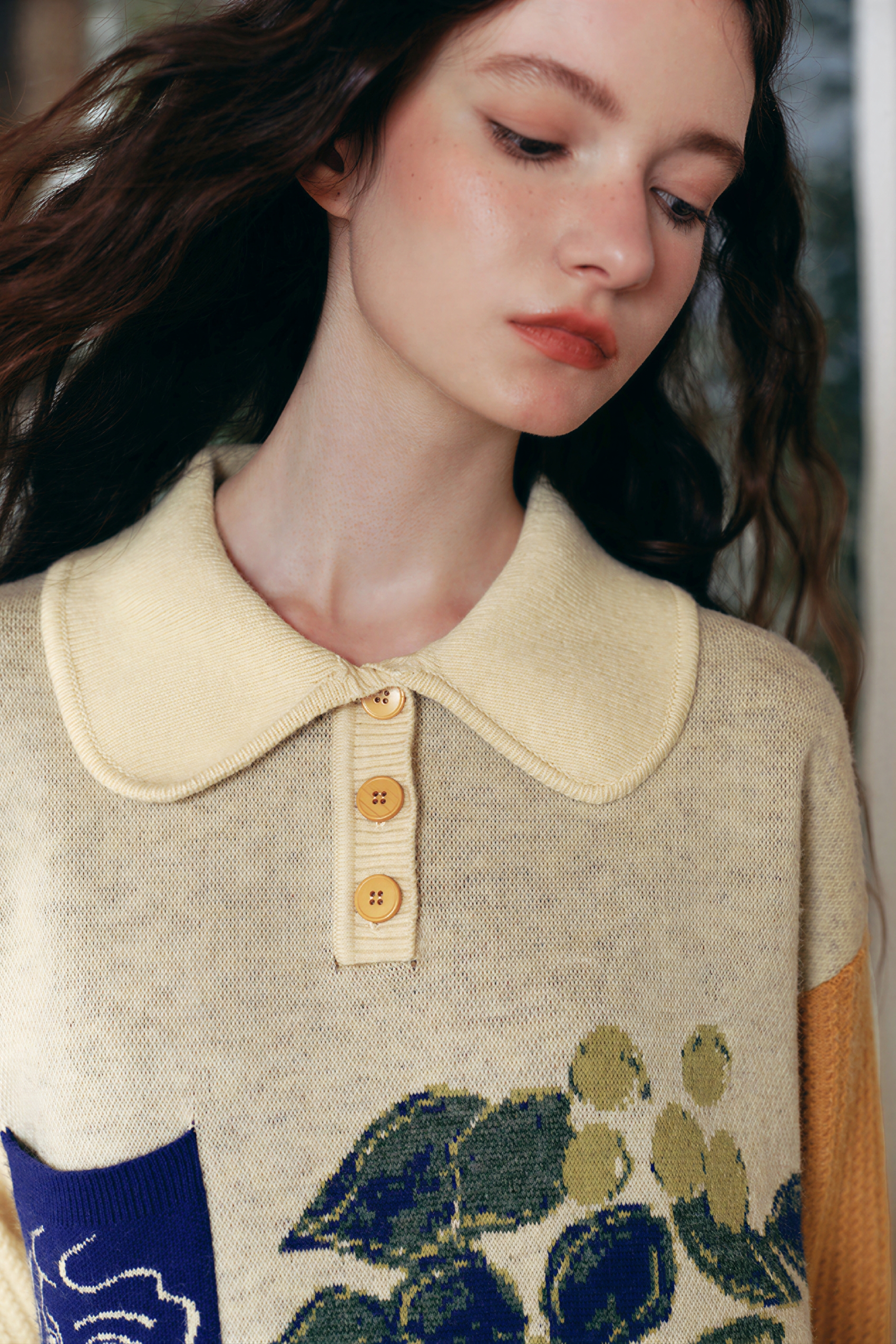 Oil painting niche knitted sweater dress