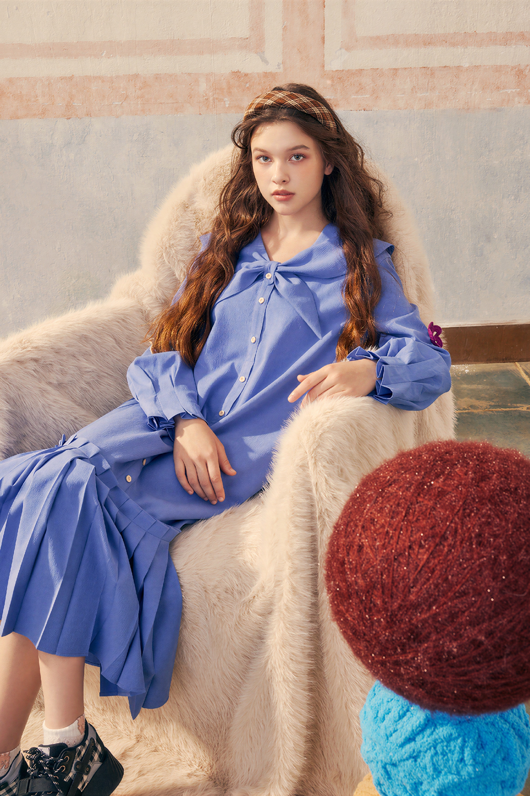 Navy collar shirt dress