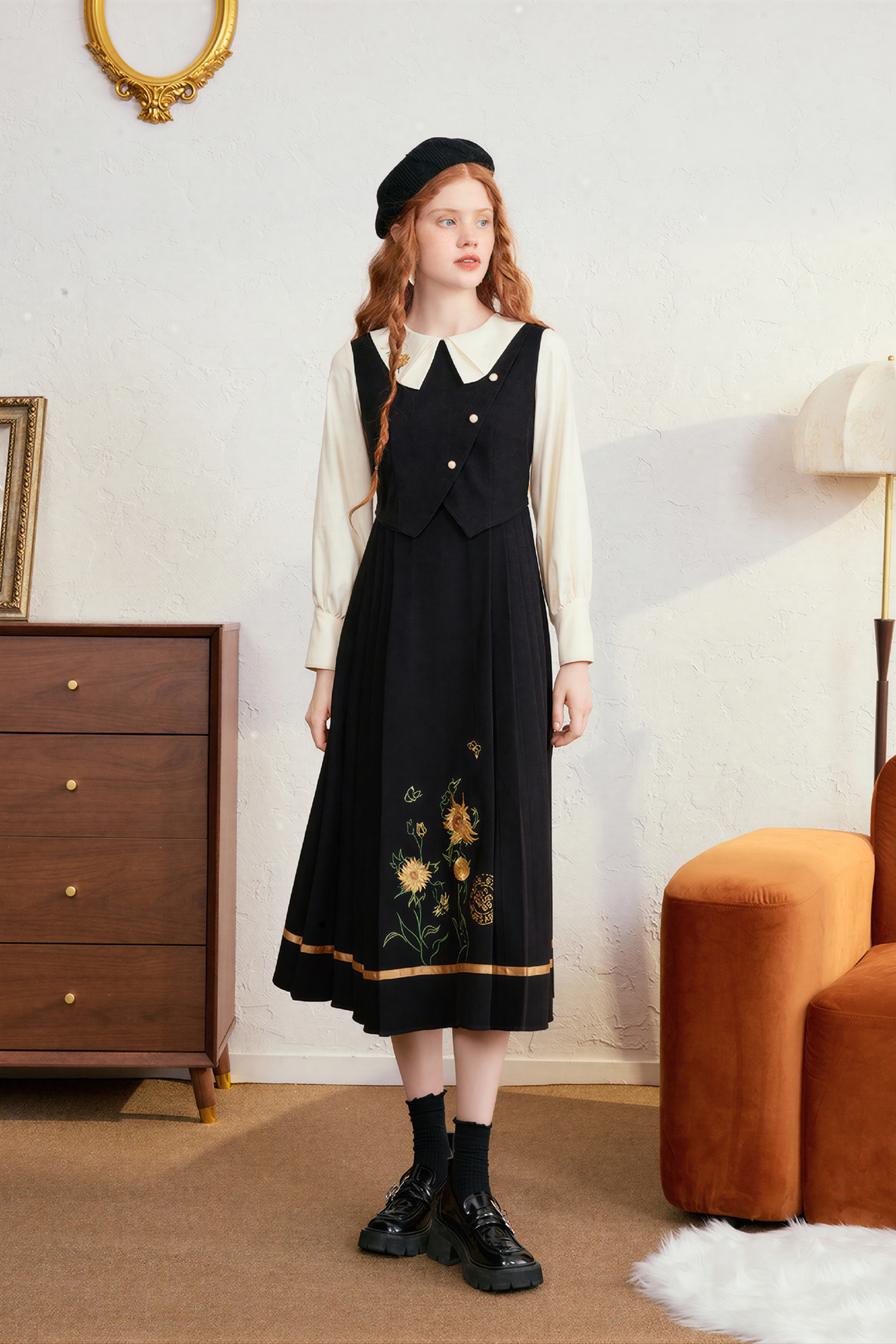 Van Gogh-Inspired Asymmetric Shirt Dress