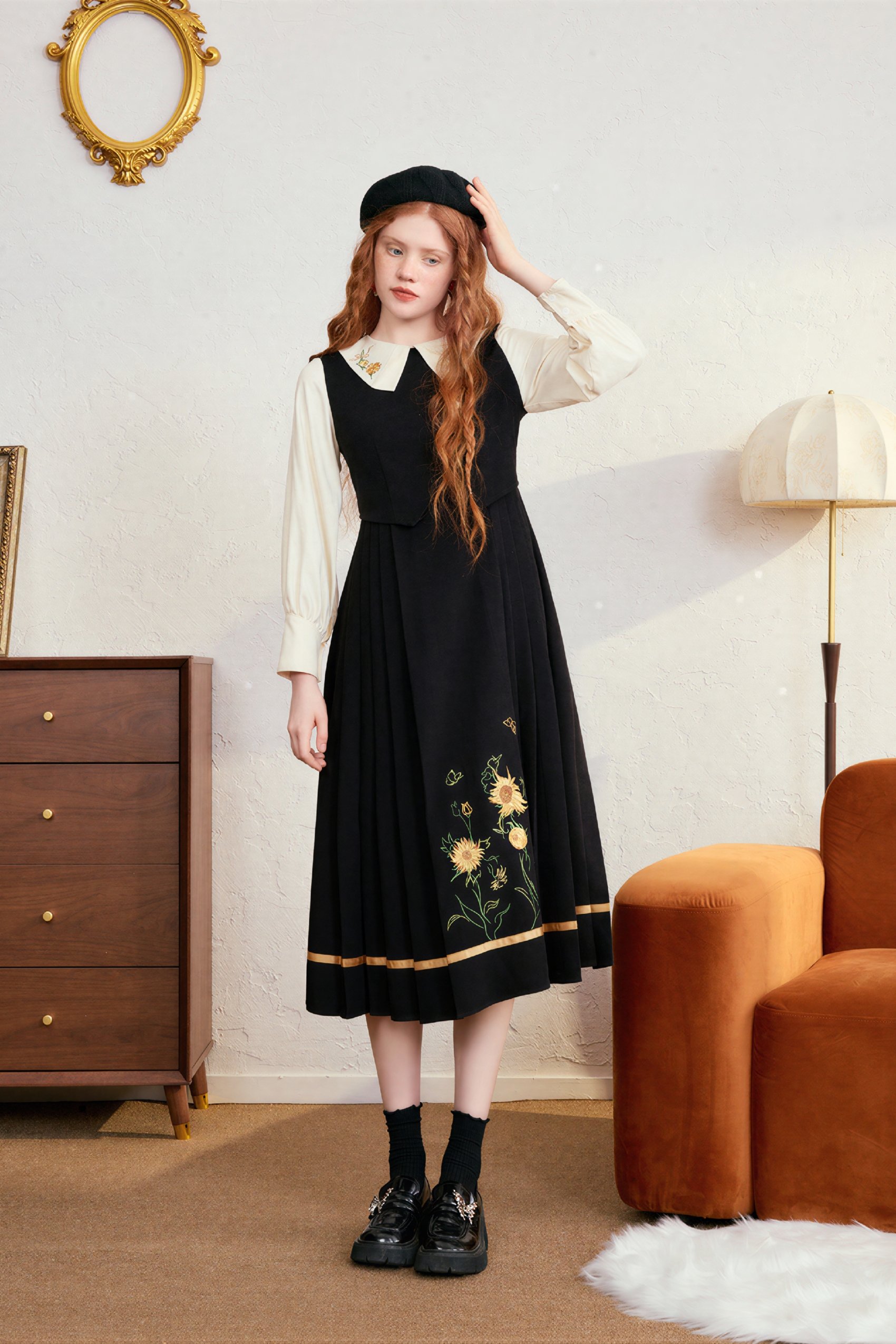 Van Gogh-Inspired Asymmetric Shirt Dress