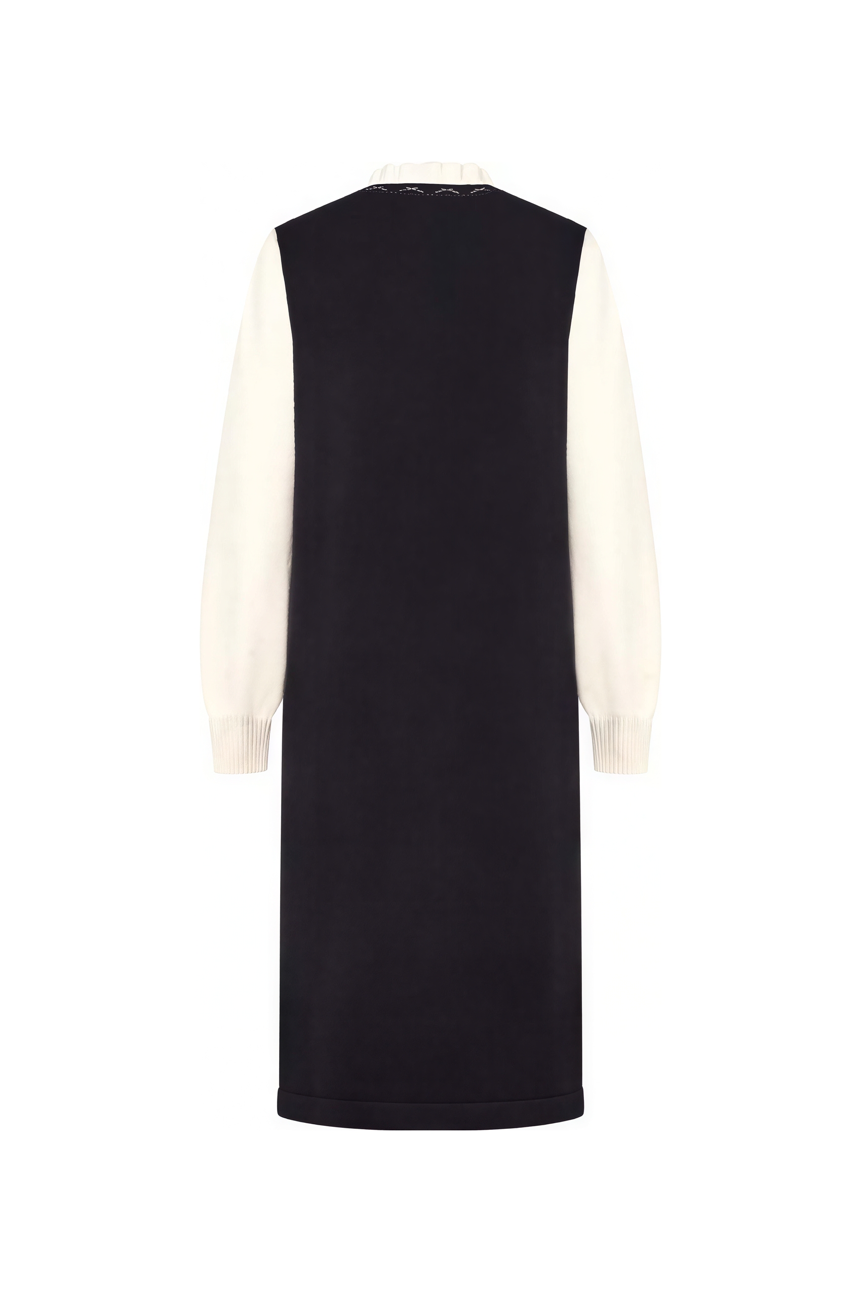 Van Gogh-Inspired Layered-Look Knit Long-Sleeve Dress