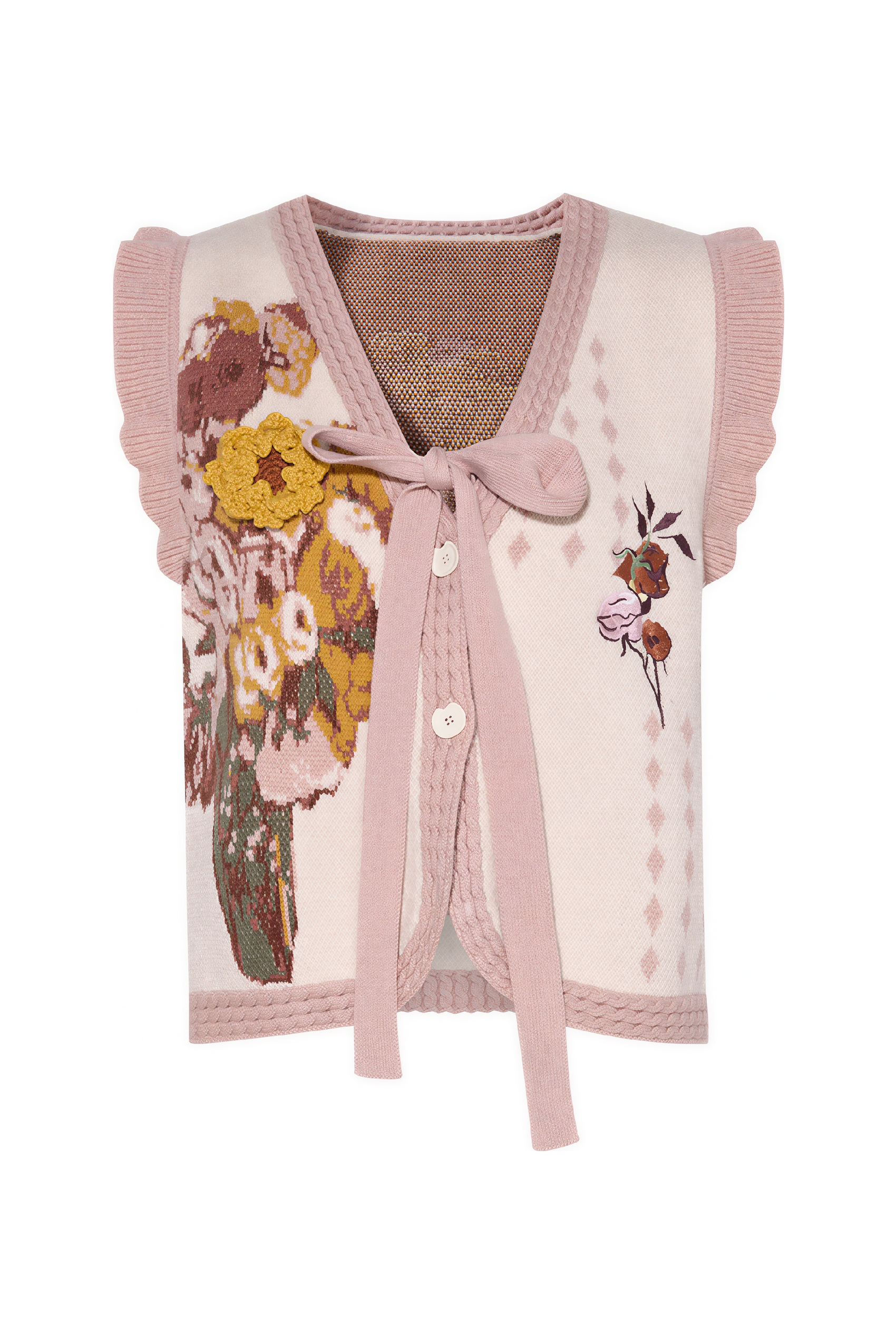 Van Gogh-Inspired V-Neck Sleeveless Knit Top