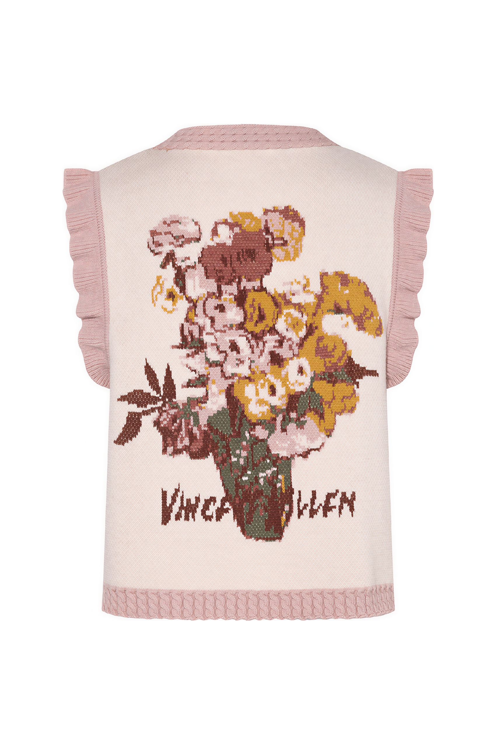 Van Gogh-Inspired V-Neck Sleeveless Knit Top