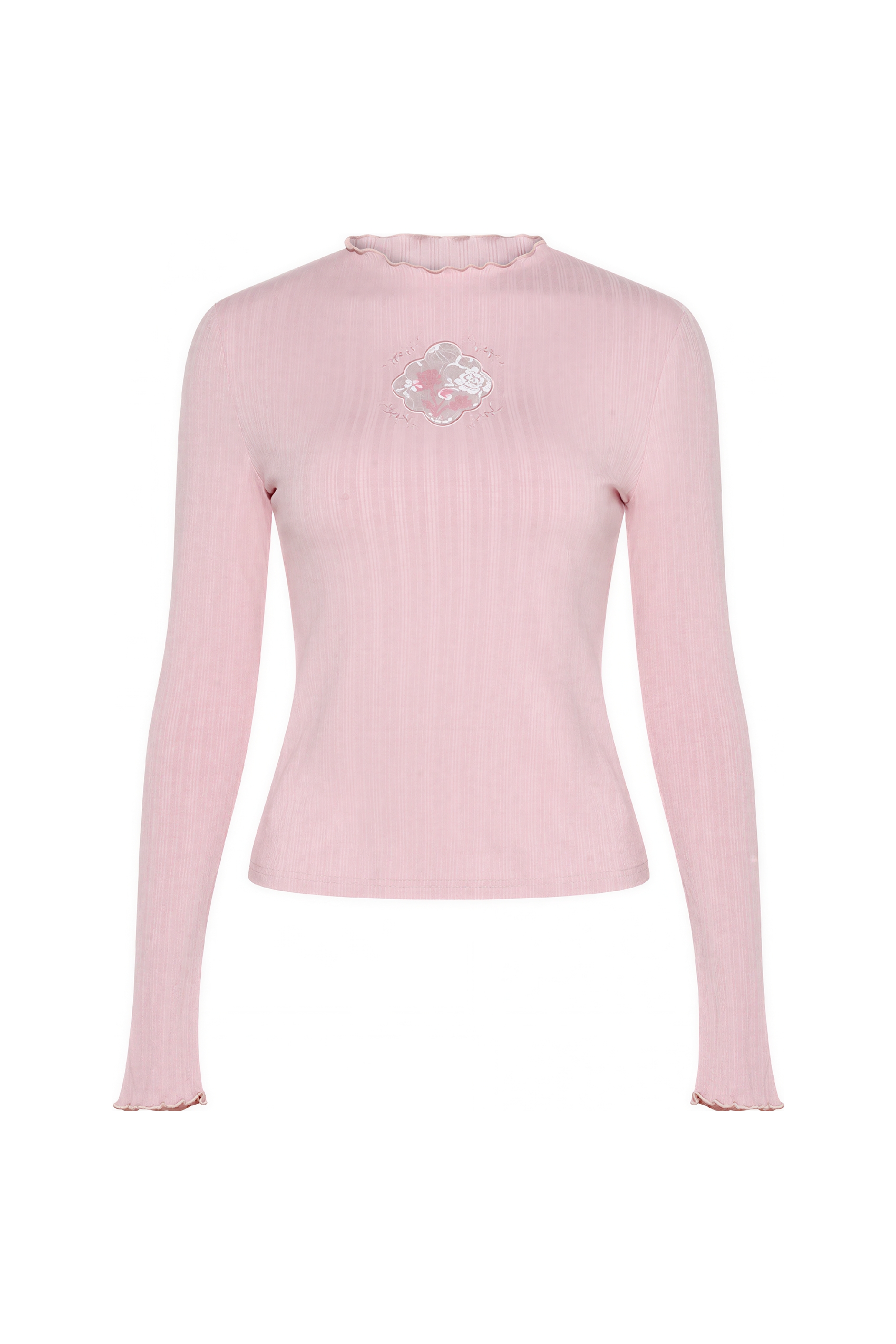 Lace-trimmed inner layer T-shirt