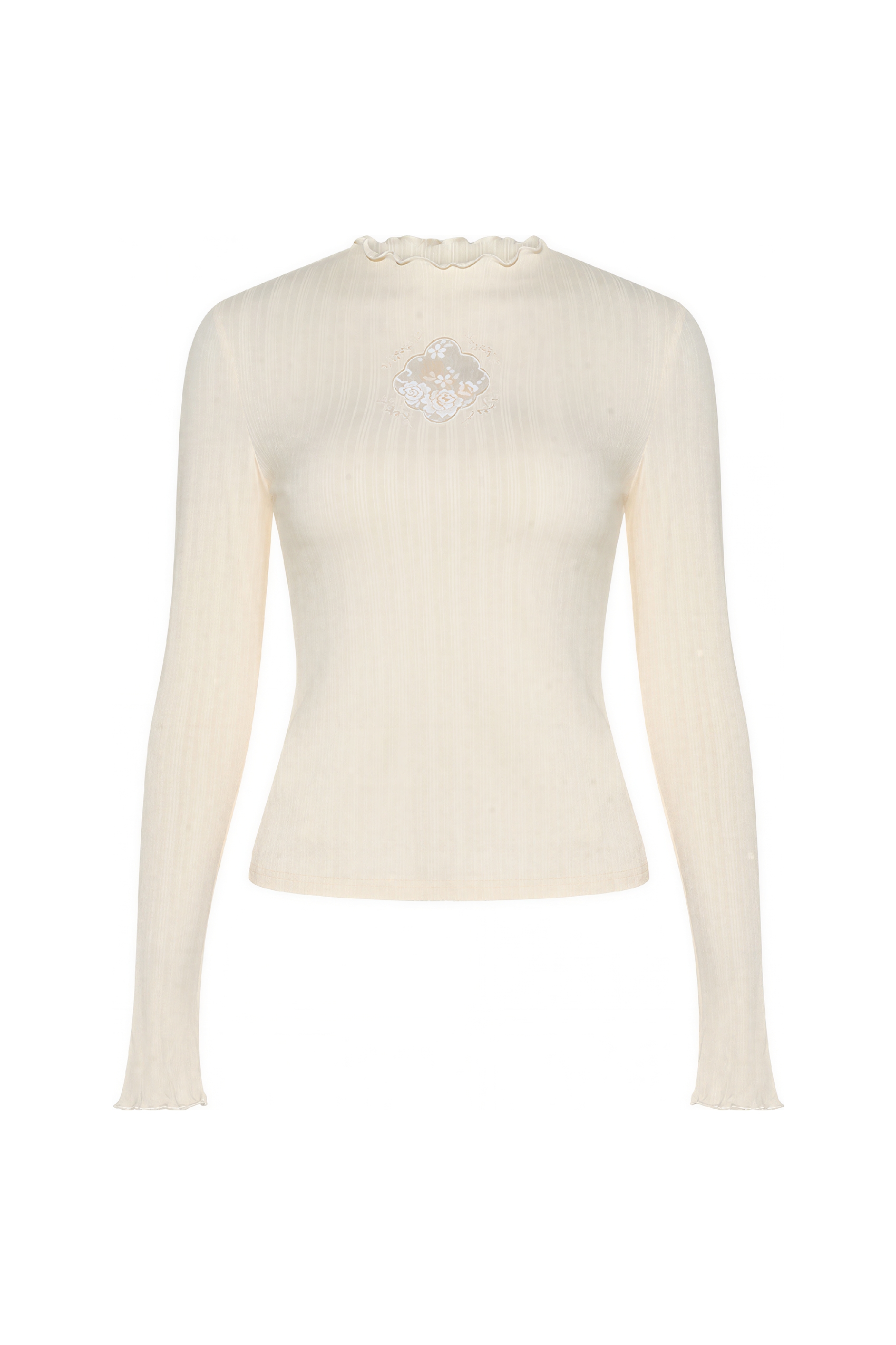 Lace-trimmed inner layer T-shirt