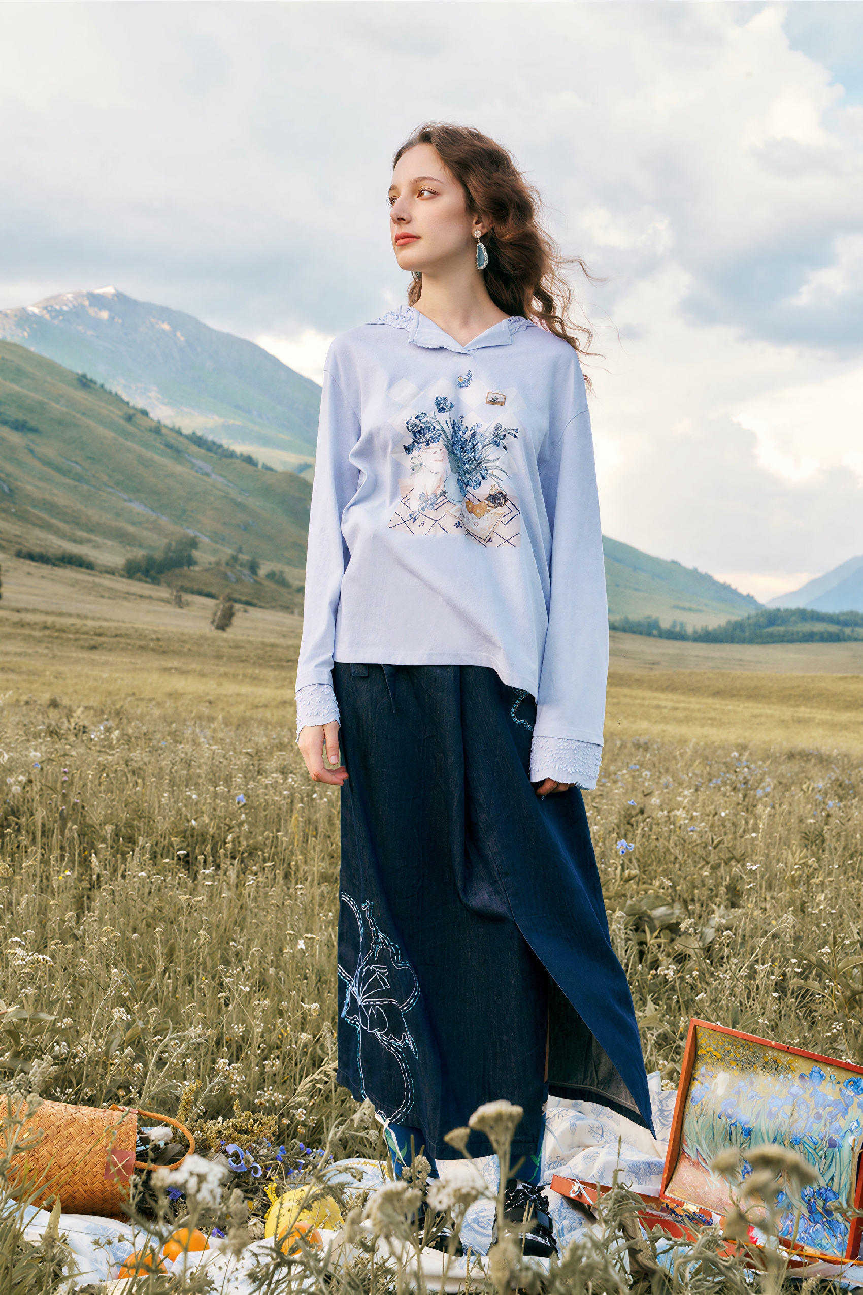 Van Gogh-Inspired Art Print Sweatshirt-LYONSENS