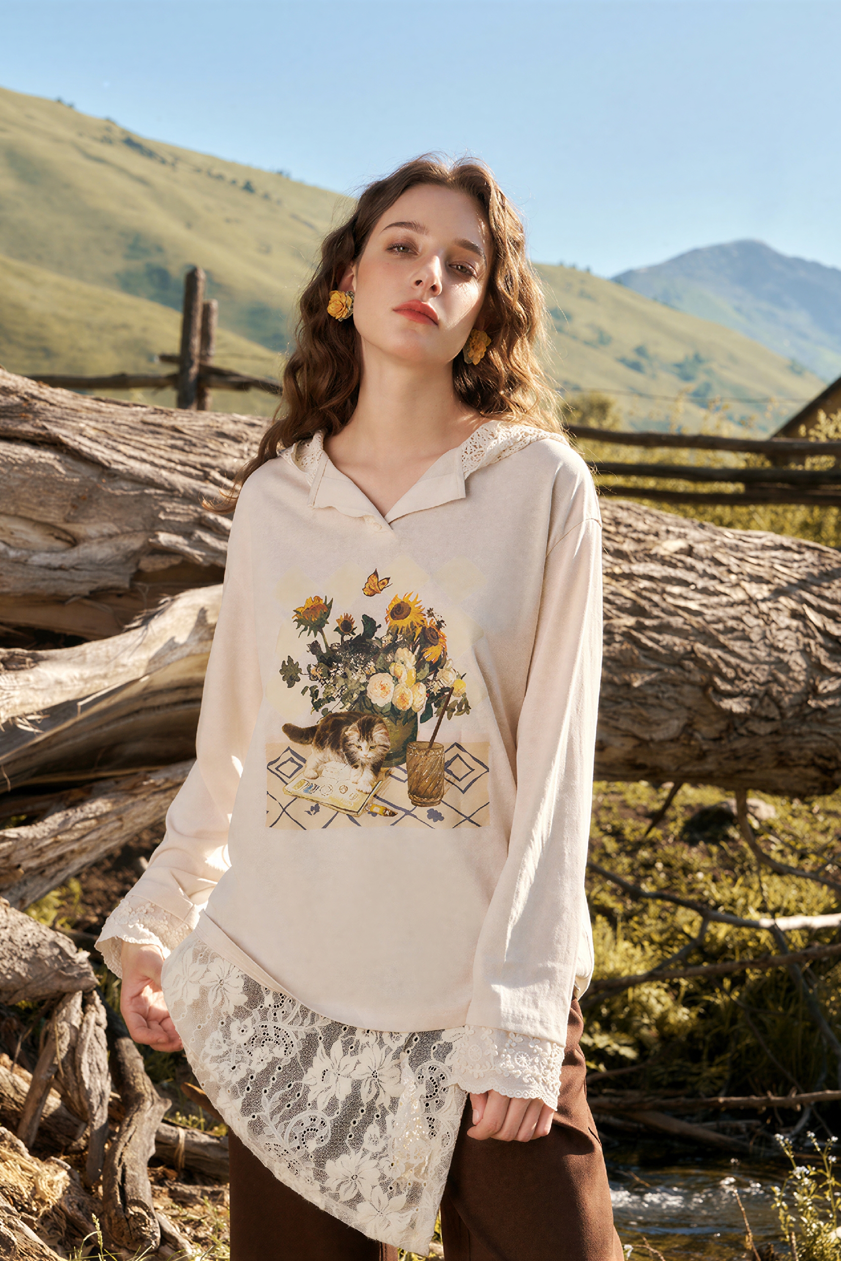 Van Gogh-Inspired Art Print Sweatshirt-LYONSENS
