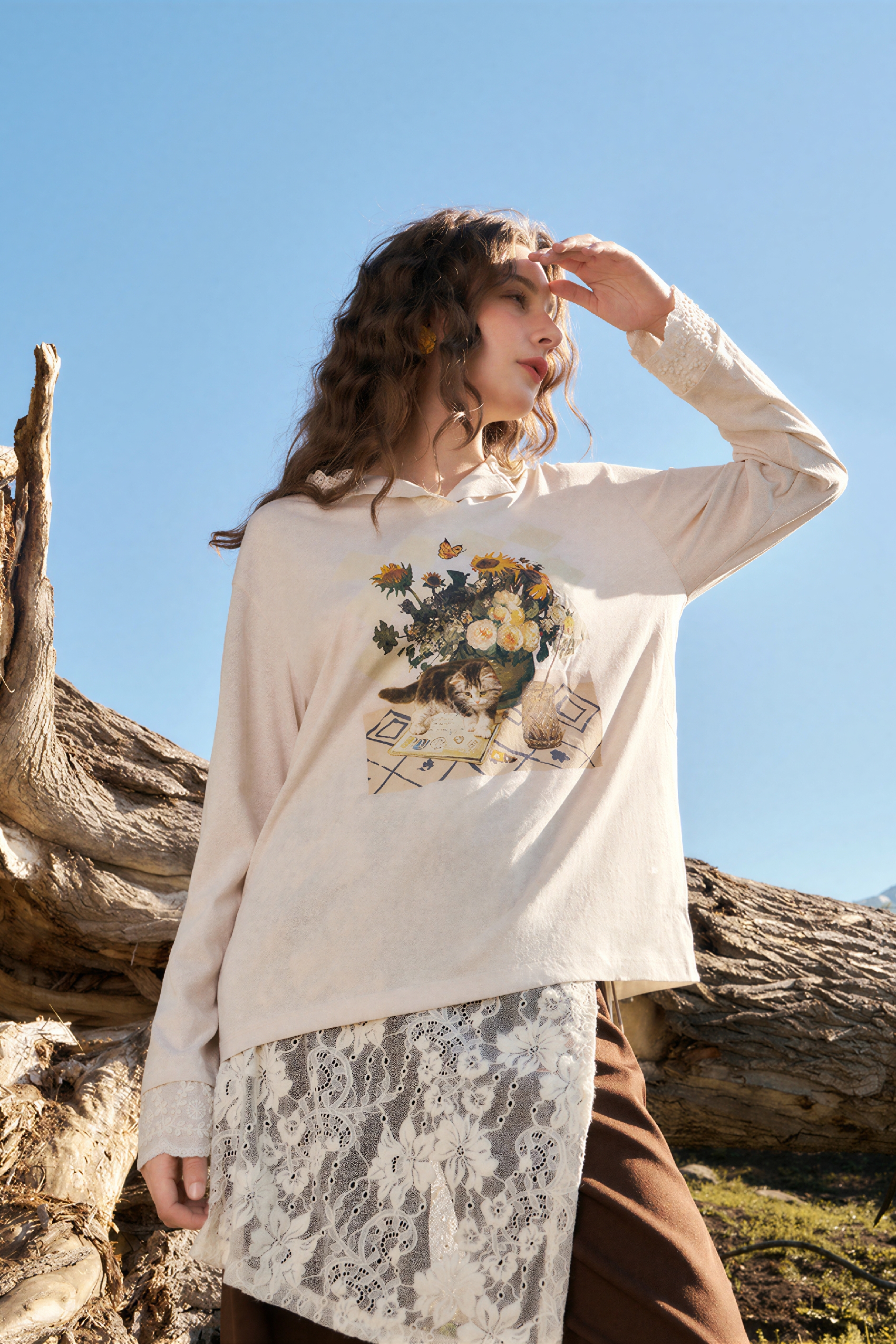 Van Gogh-Inspired Art Print Sweatshirt-LYONSENS