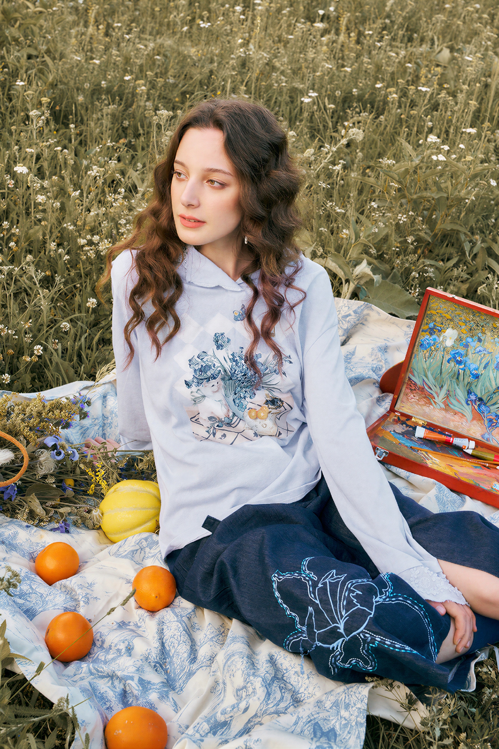 Van Gogh-Inspired Art Print Sweatshirt-LYONSENS