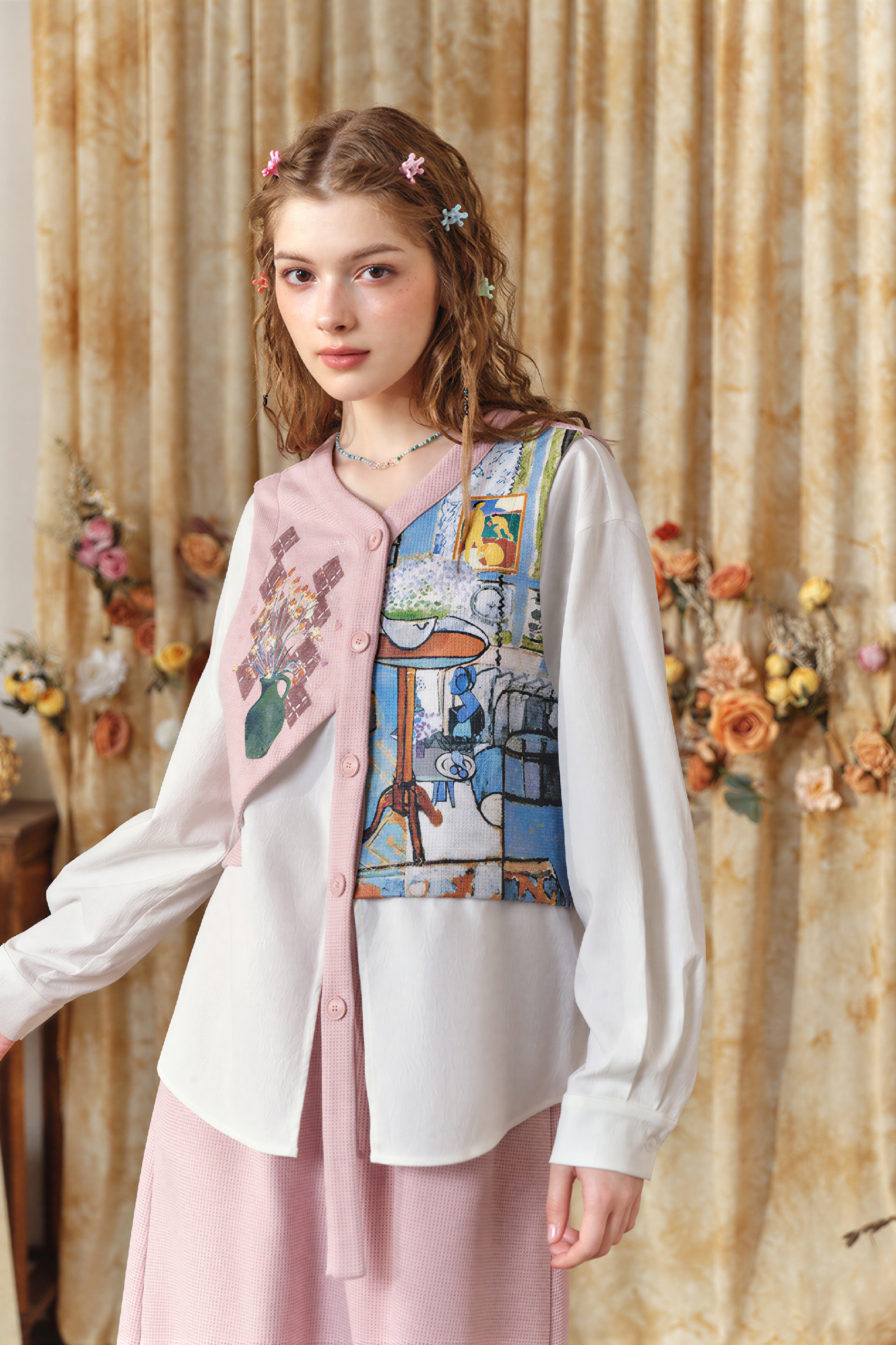 Matisse-Inspired Shirt & Skirt Two-Piece Set