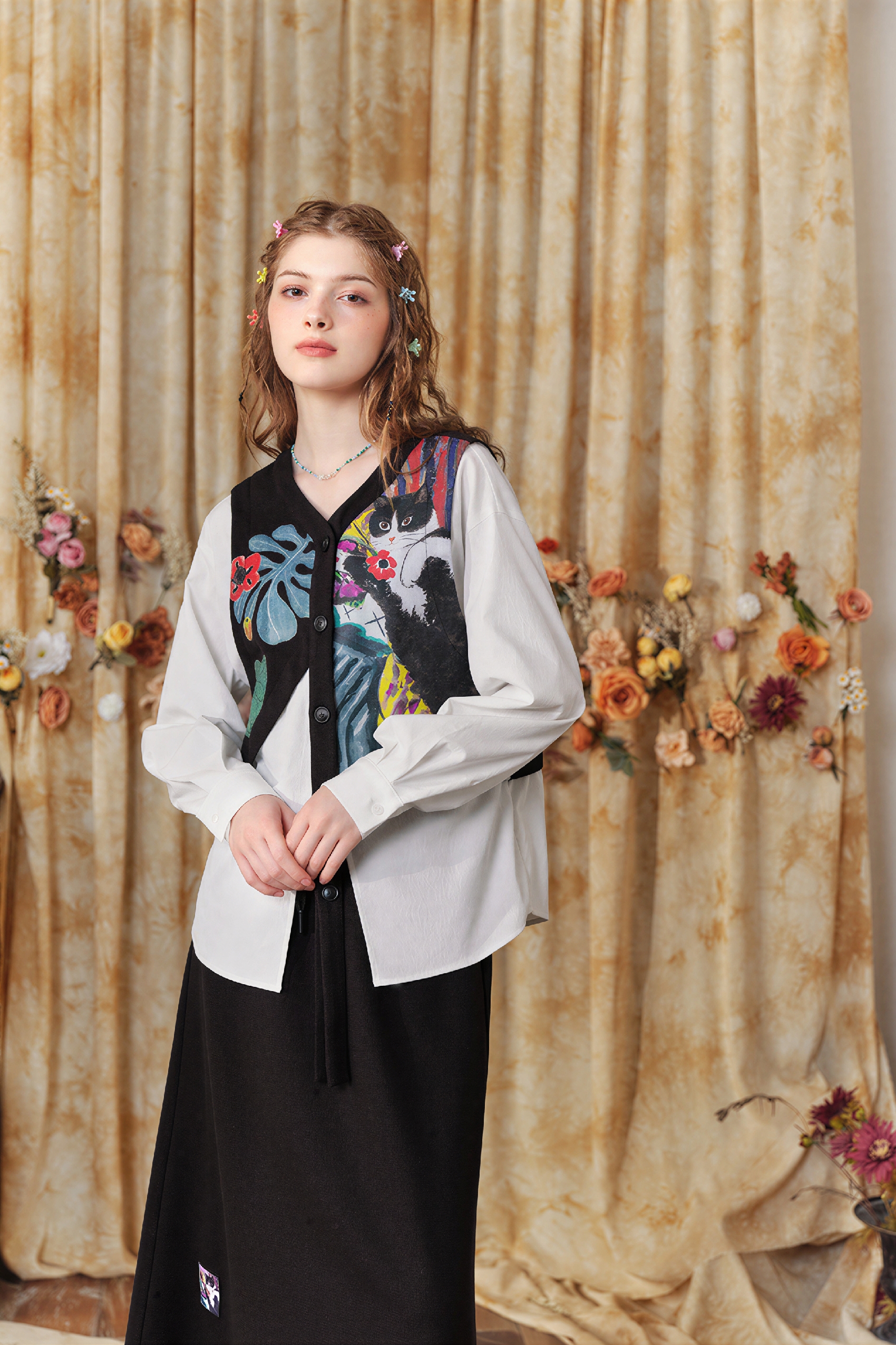 Matisse-Inspired Shirt & Skirt Two-Piece Set