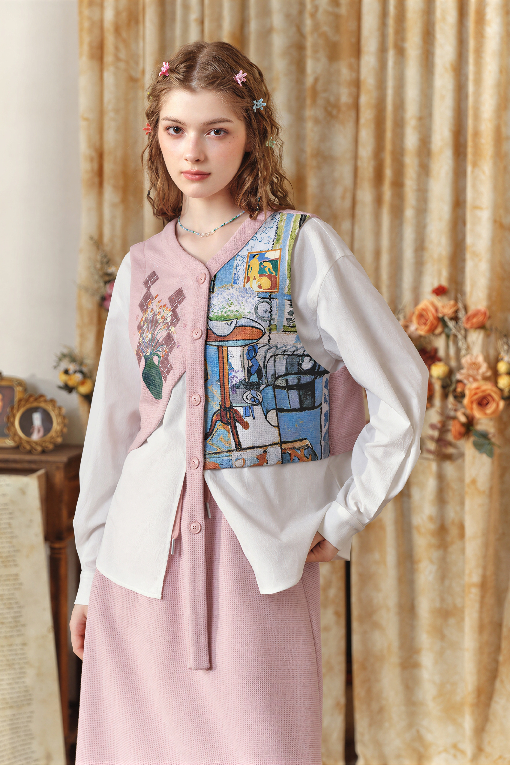 Matisse-Inspired Shirt & Skirt Two-Piece Set