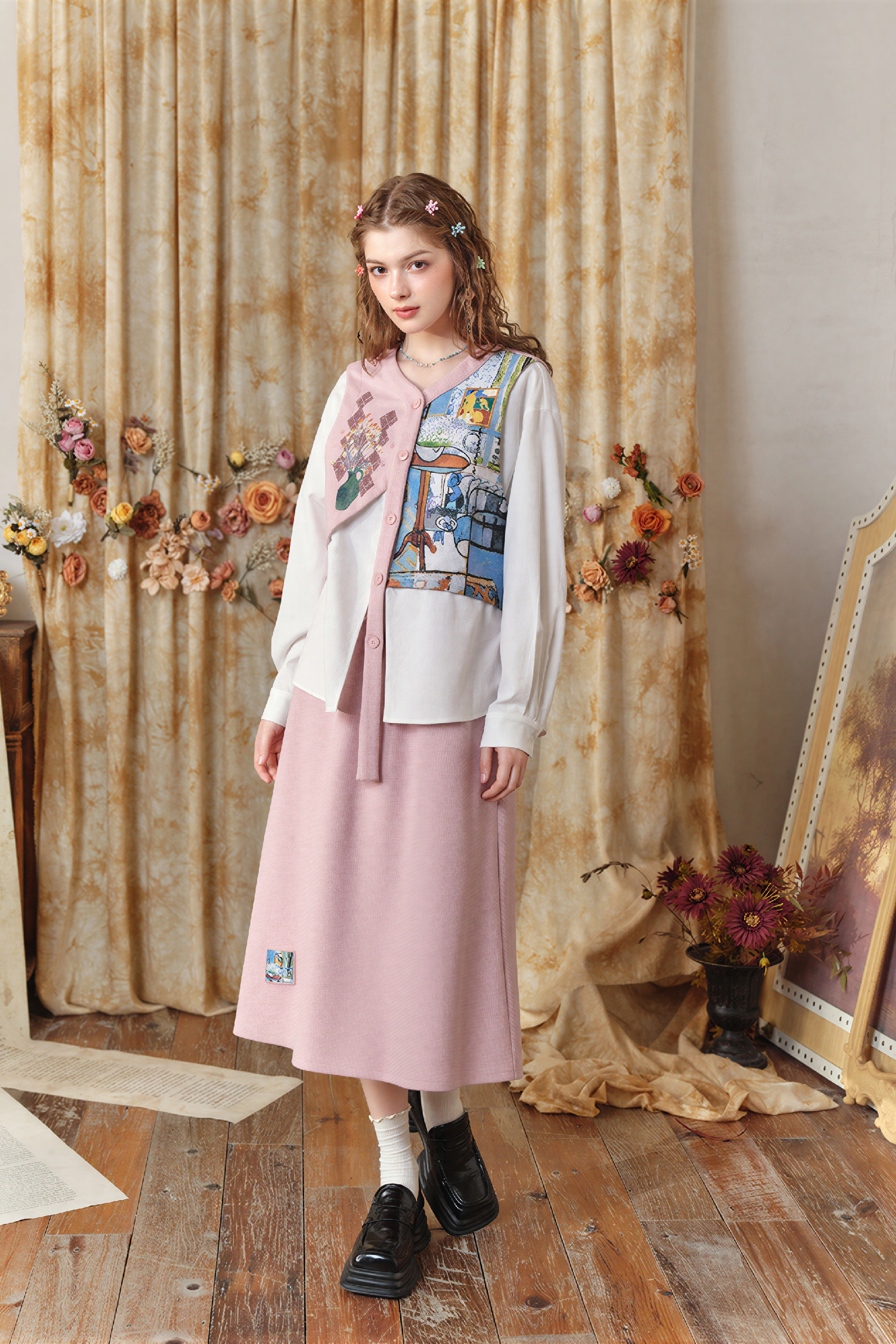 Matisse-Inspired Shirt & Skirt Two-Piece Set