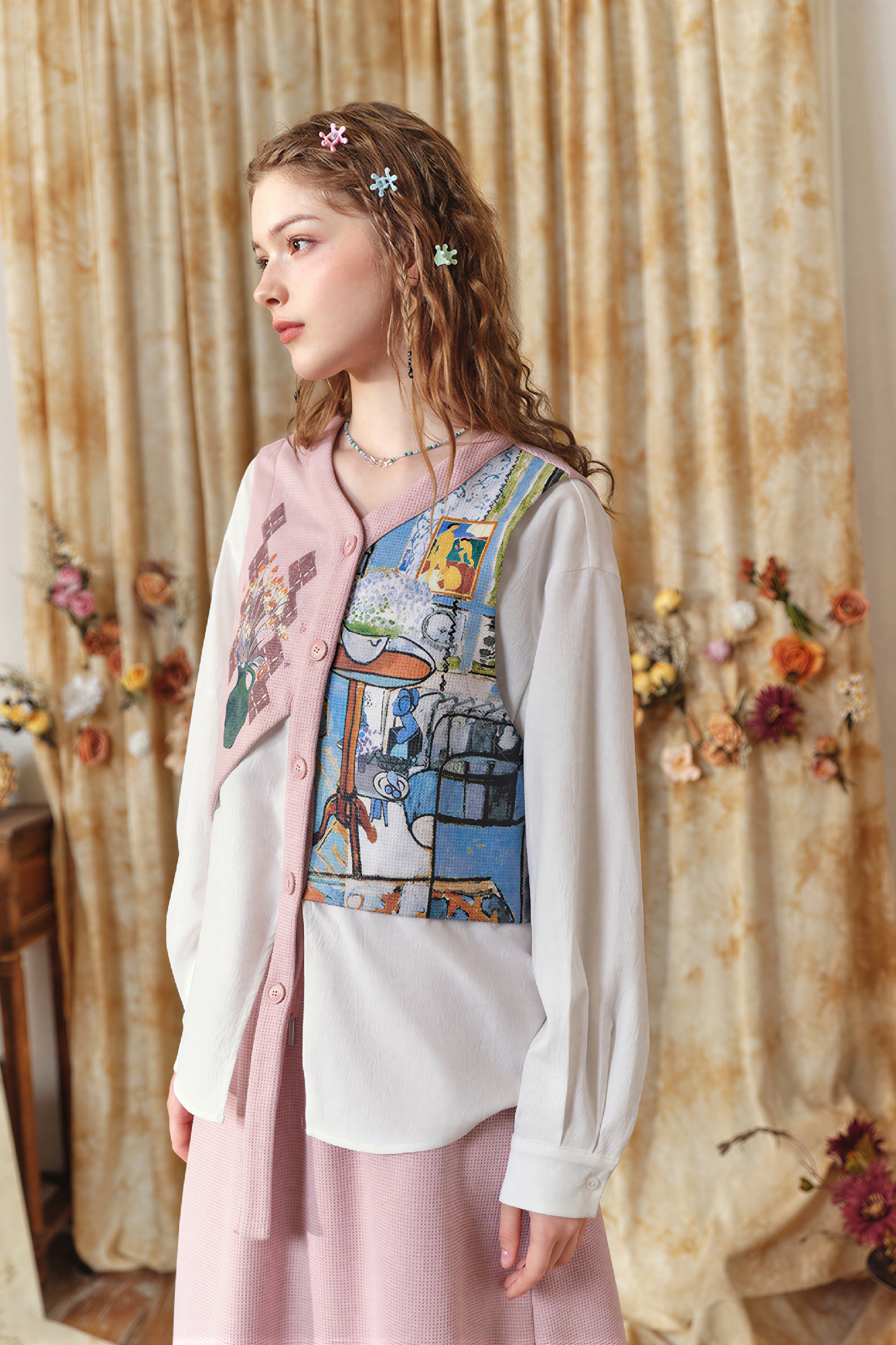 Matisse-Inspired Shirt & Skirt Two-Piece Set