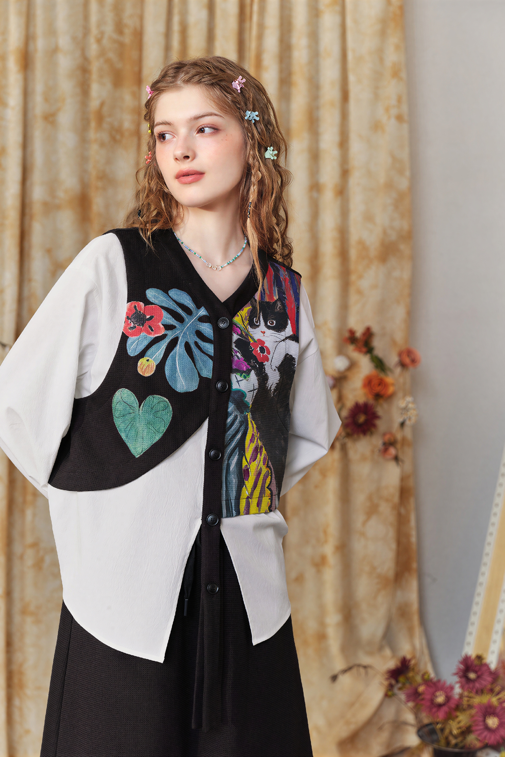 Matisse-Inspired Shirt & Skirt Two-Piece Set