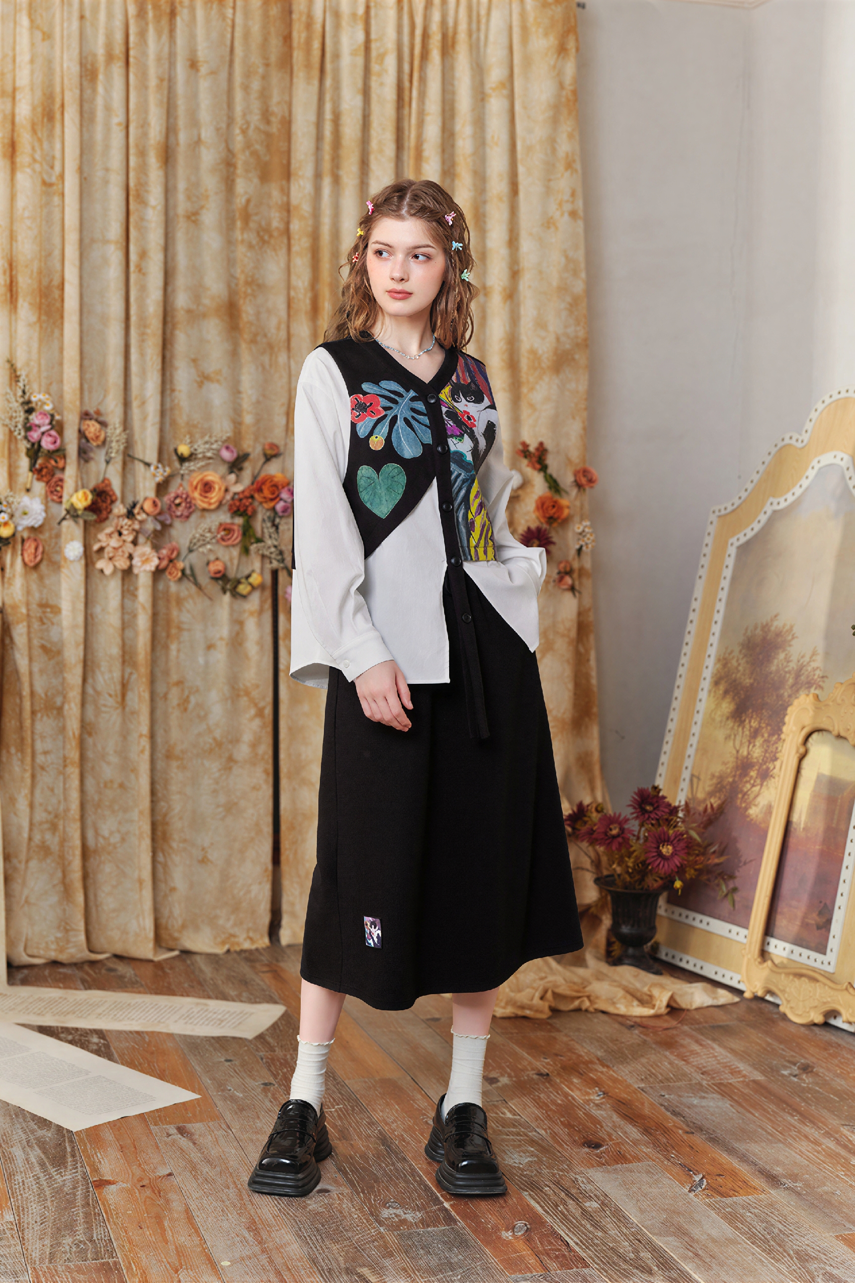 Matisse-Inspired Shirt & Skirt Two-Piece Set