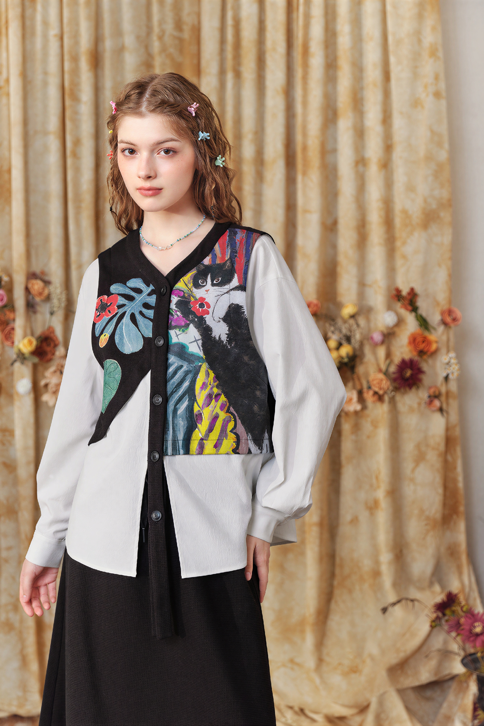 Matisse-Inspired Shirt & Skirt Two-Piece Set