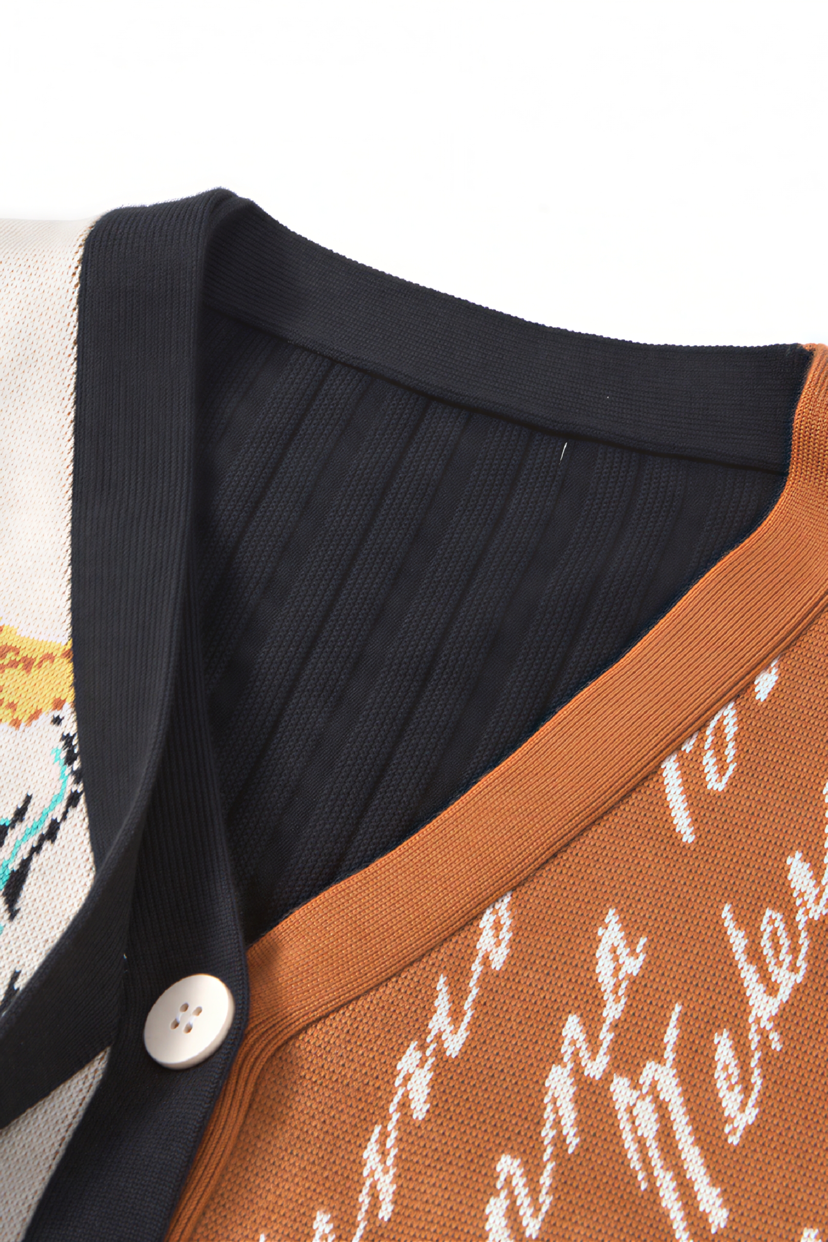 Van Gogh-Inspired V-Neck Chinese-Style Knit Vest