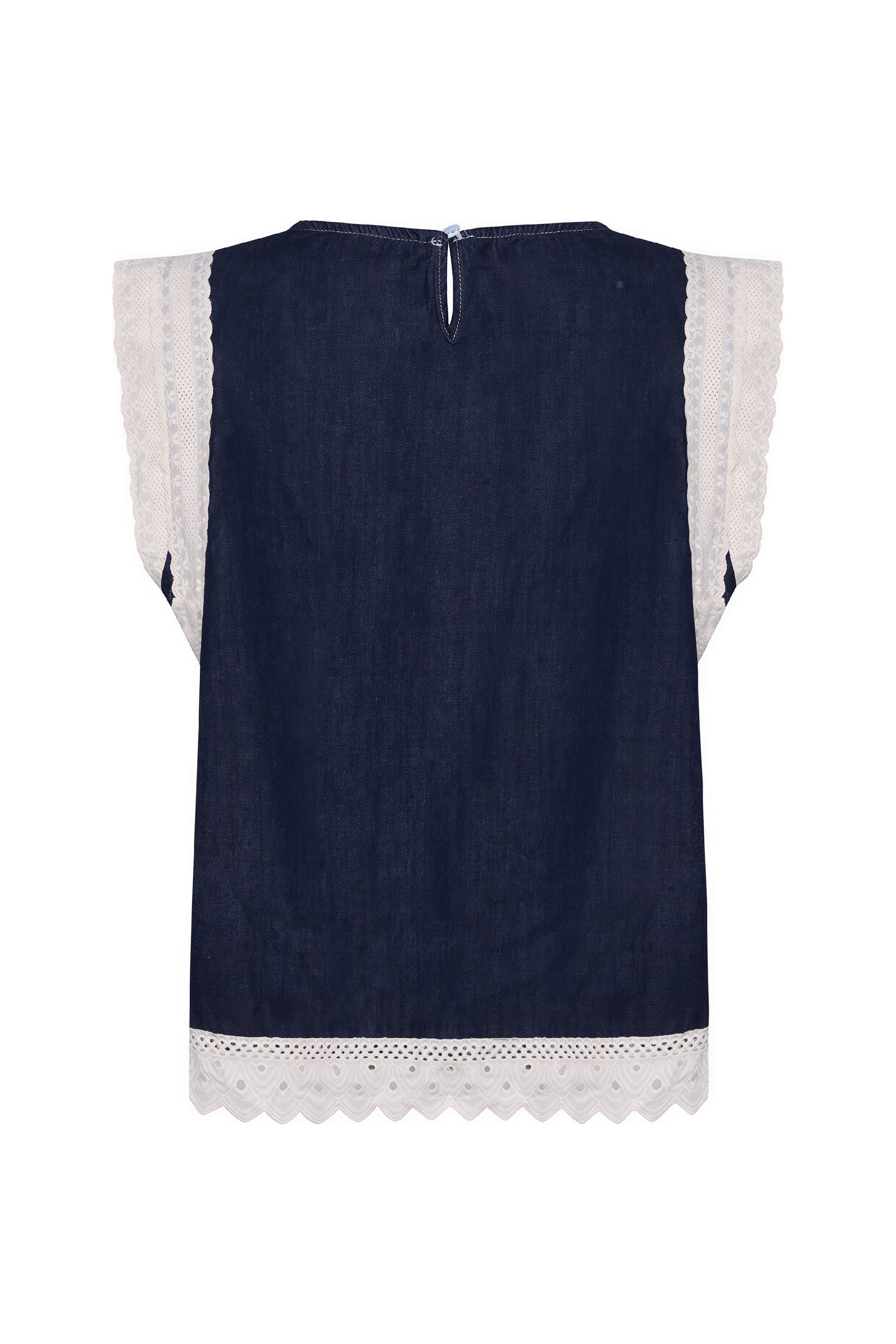 Denim Lace-Trim Sleeveless Vest