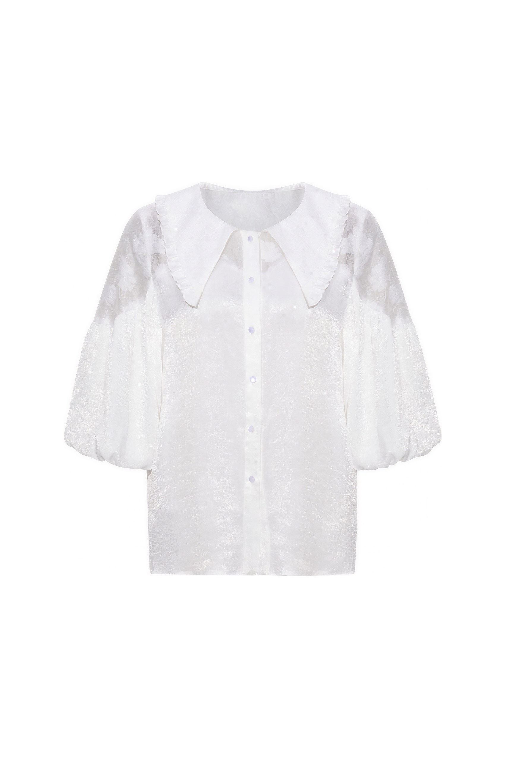 French Puff Sleeve White Blouse