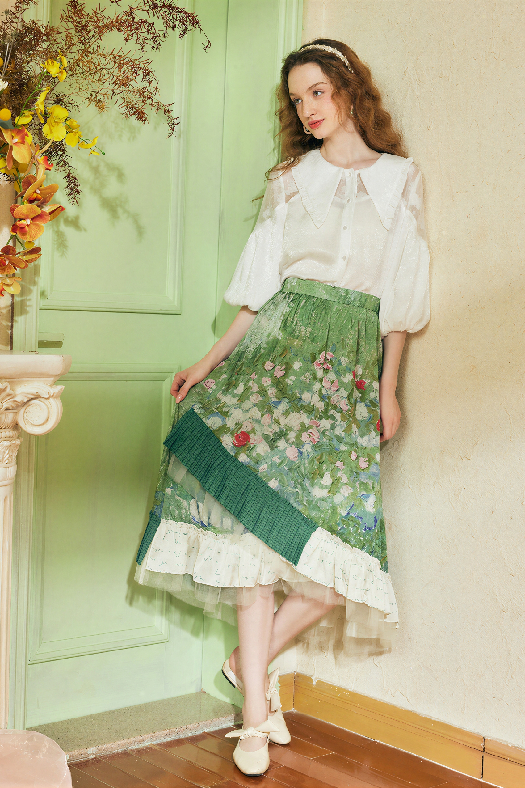 French Puff Sleeve White Blouse