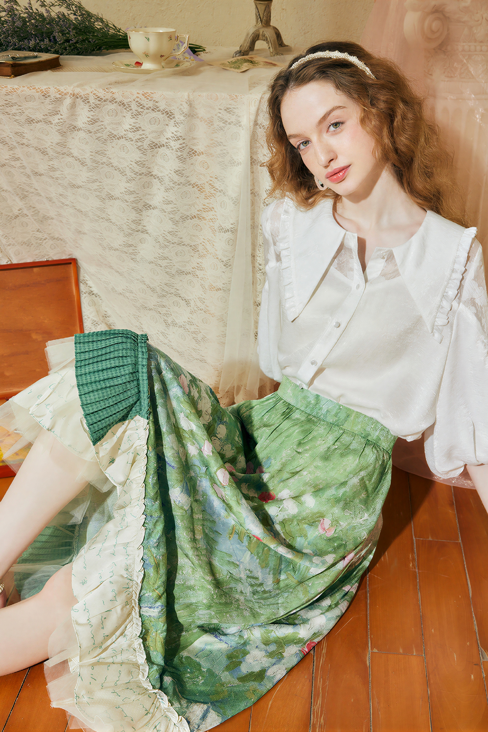 French Puff Sleeve White Blouse