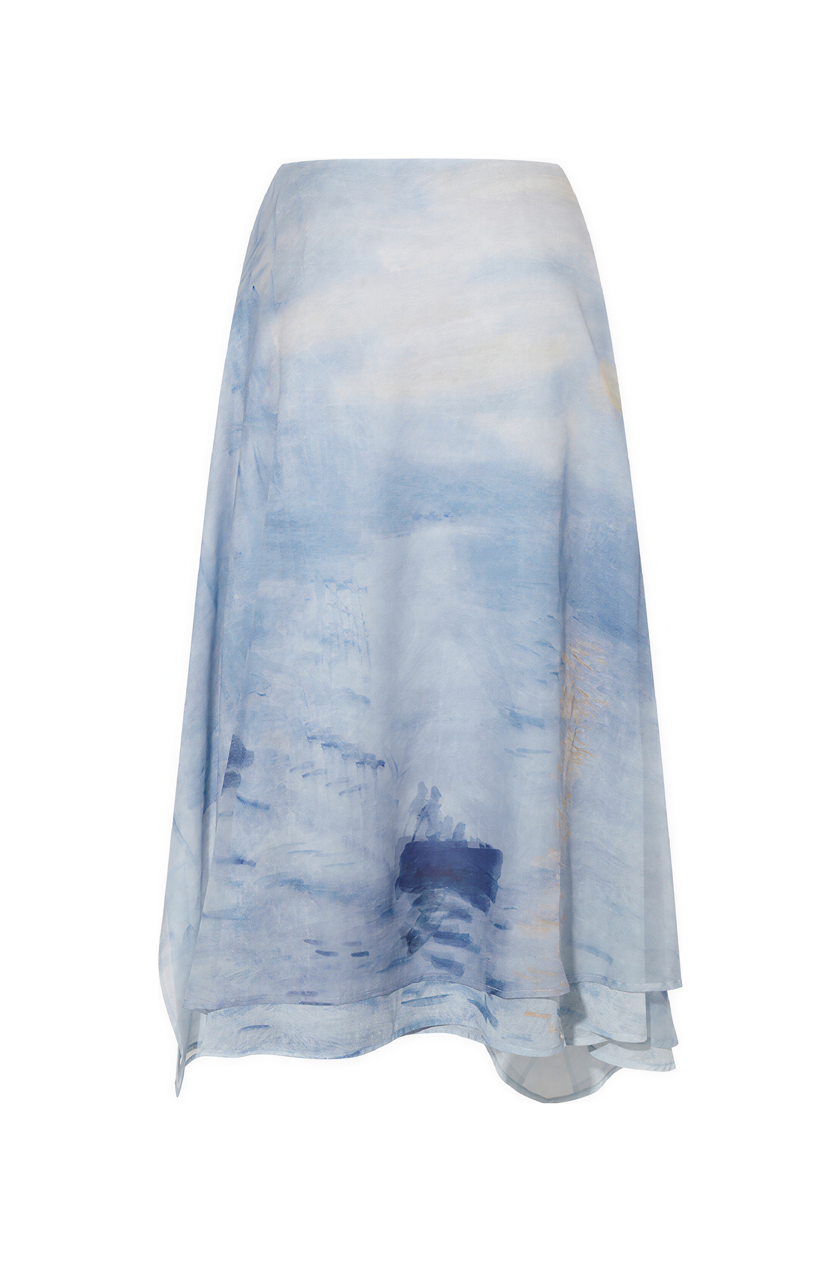 Monet-Inspired Vintage High-Waisted A-Line Skirt