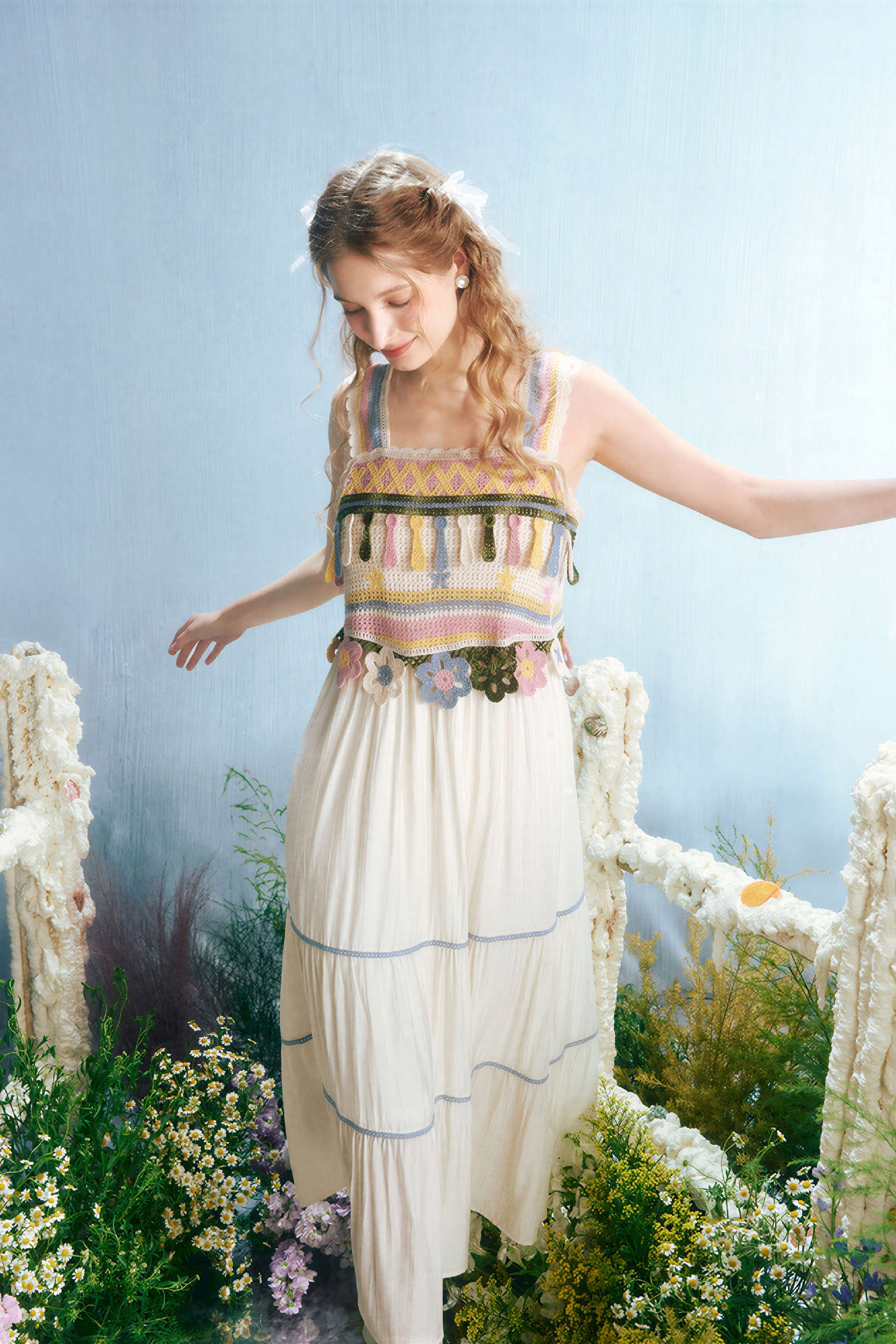 White Vacation-Style Slip Dress