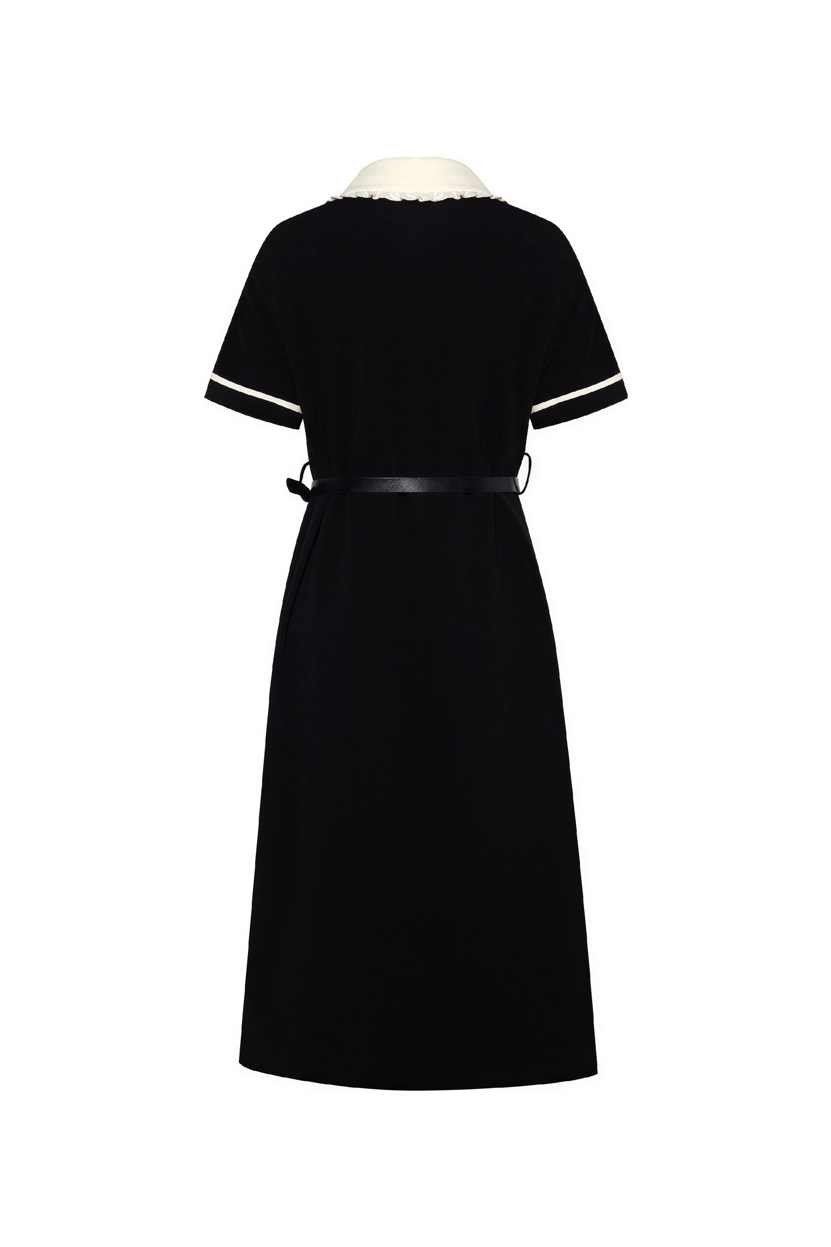 Van Gogh-Inspired Black Polo Collar Maxi Dress-LYONSENS
