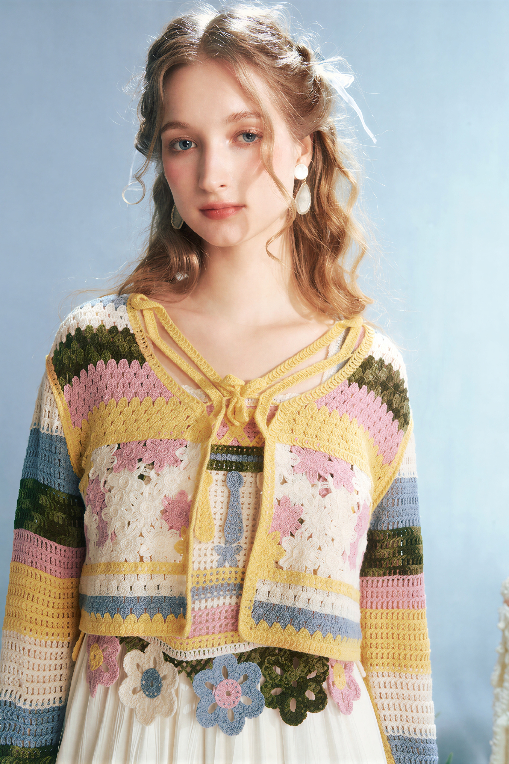 Crochet Openwork Knit Cardigan Jacket