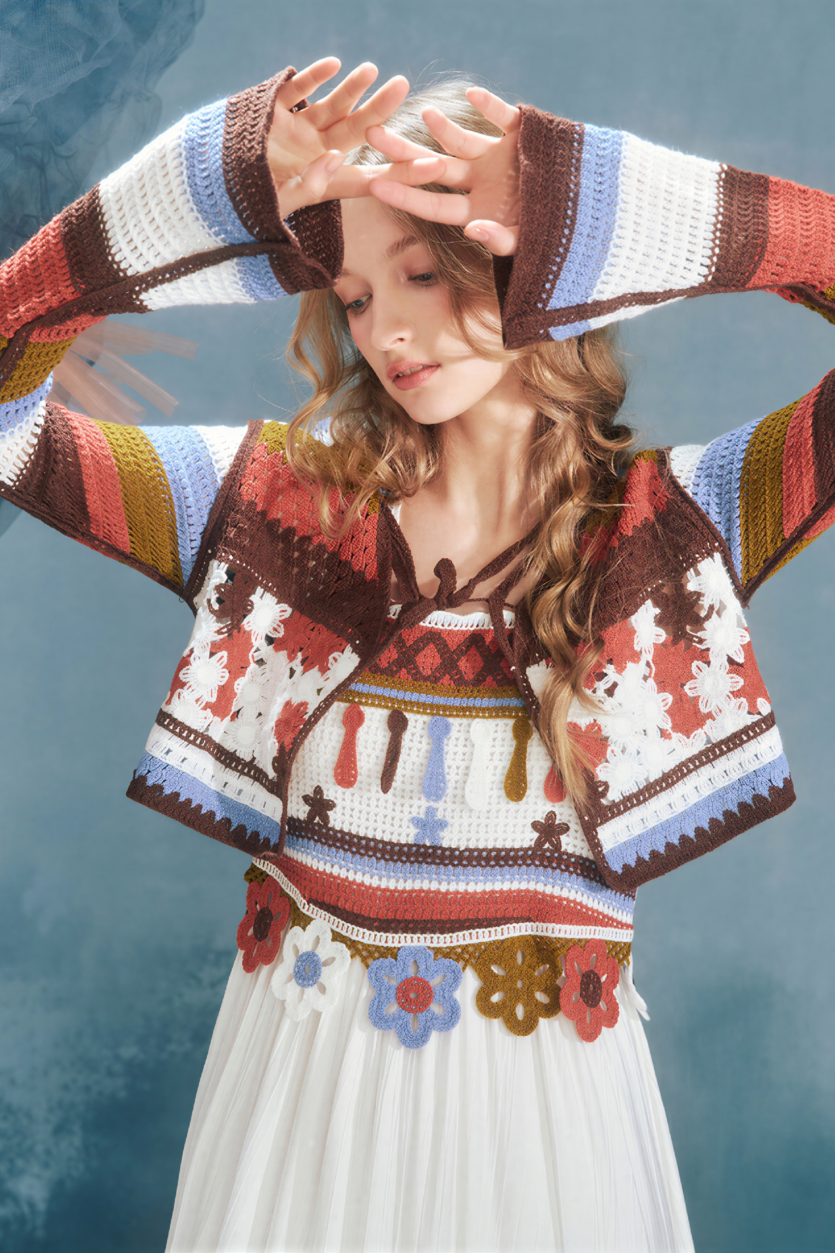 Crochet Openwork Knit Cardigan Jacket