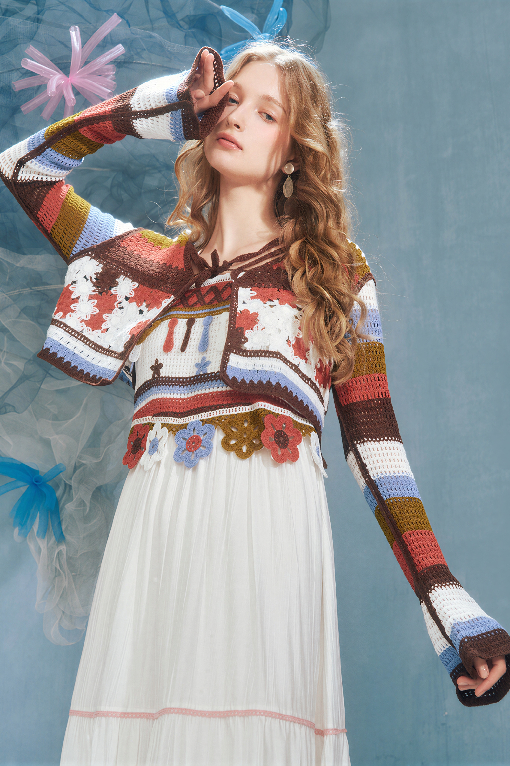 Crochet Openwork Knit Cardigan Jacket