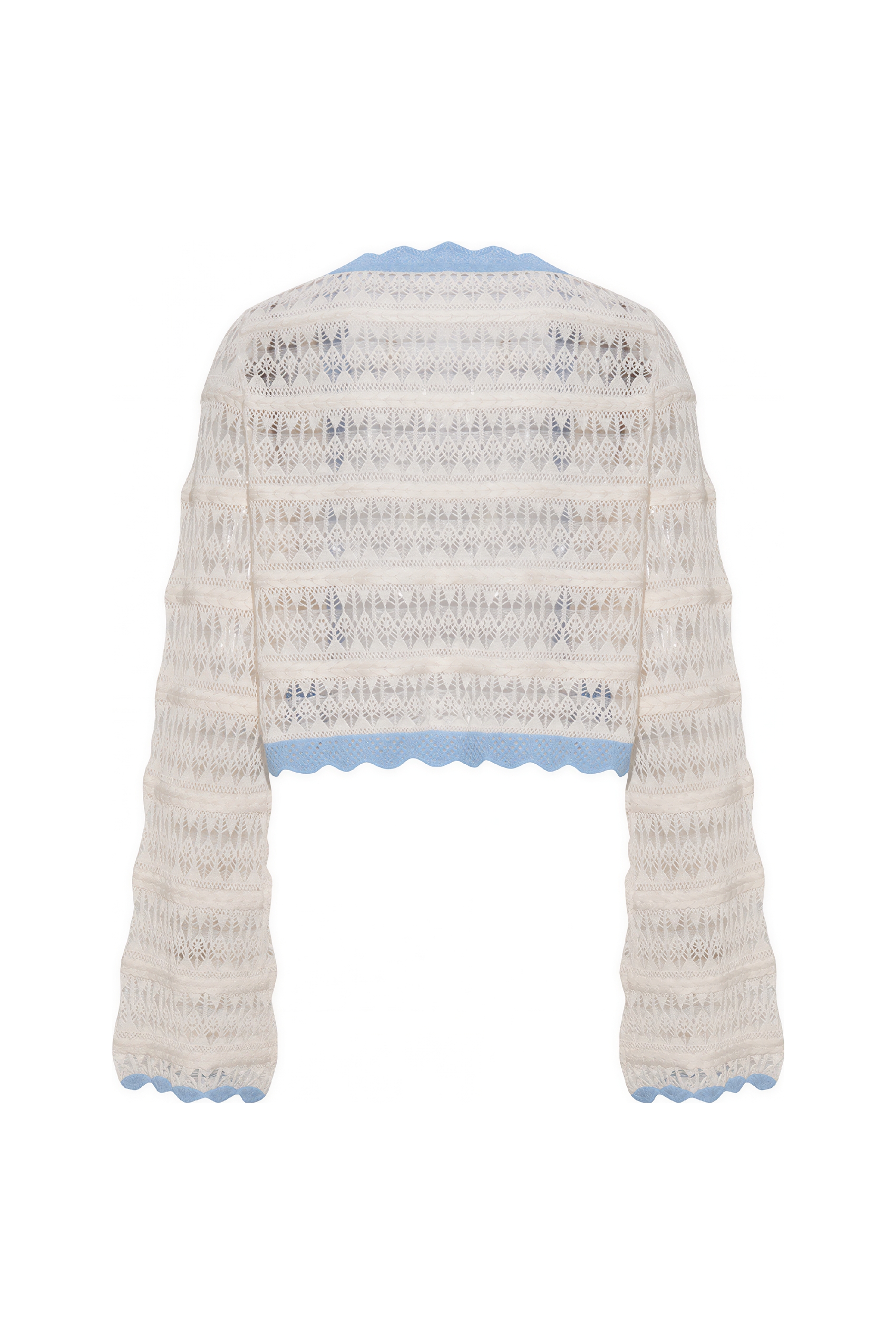 Van Gogh-Inspired Open-Knit Cropped Cardigan