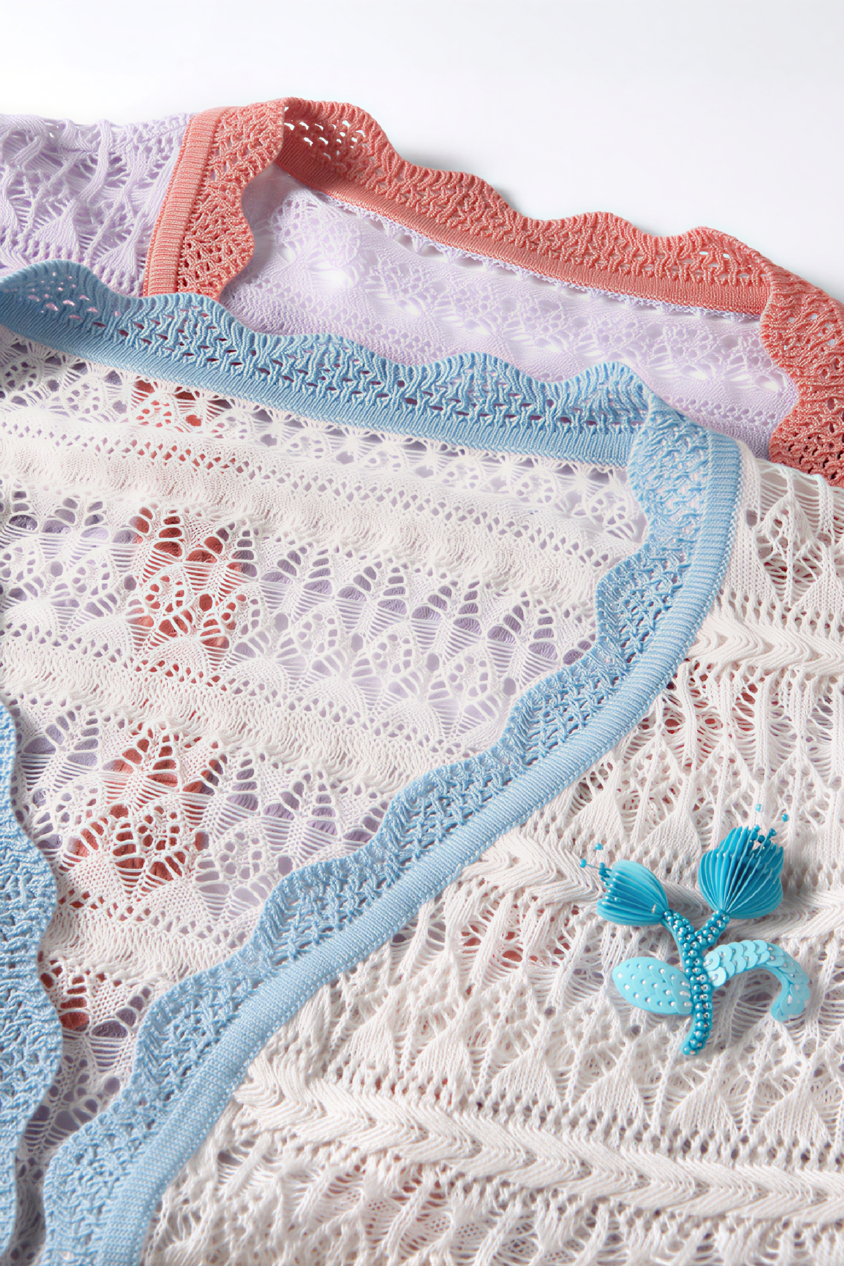 Van Gogh-Inspired Open-Knit Cropped Cardigan