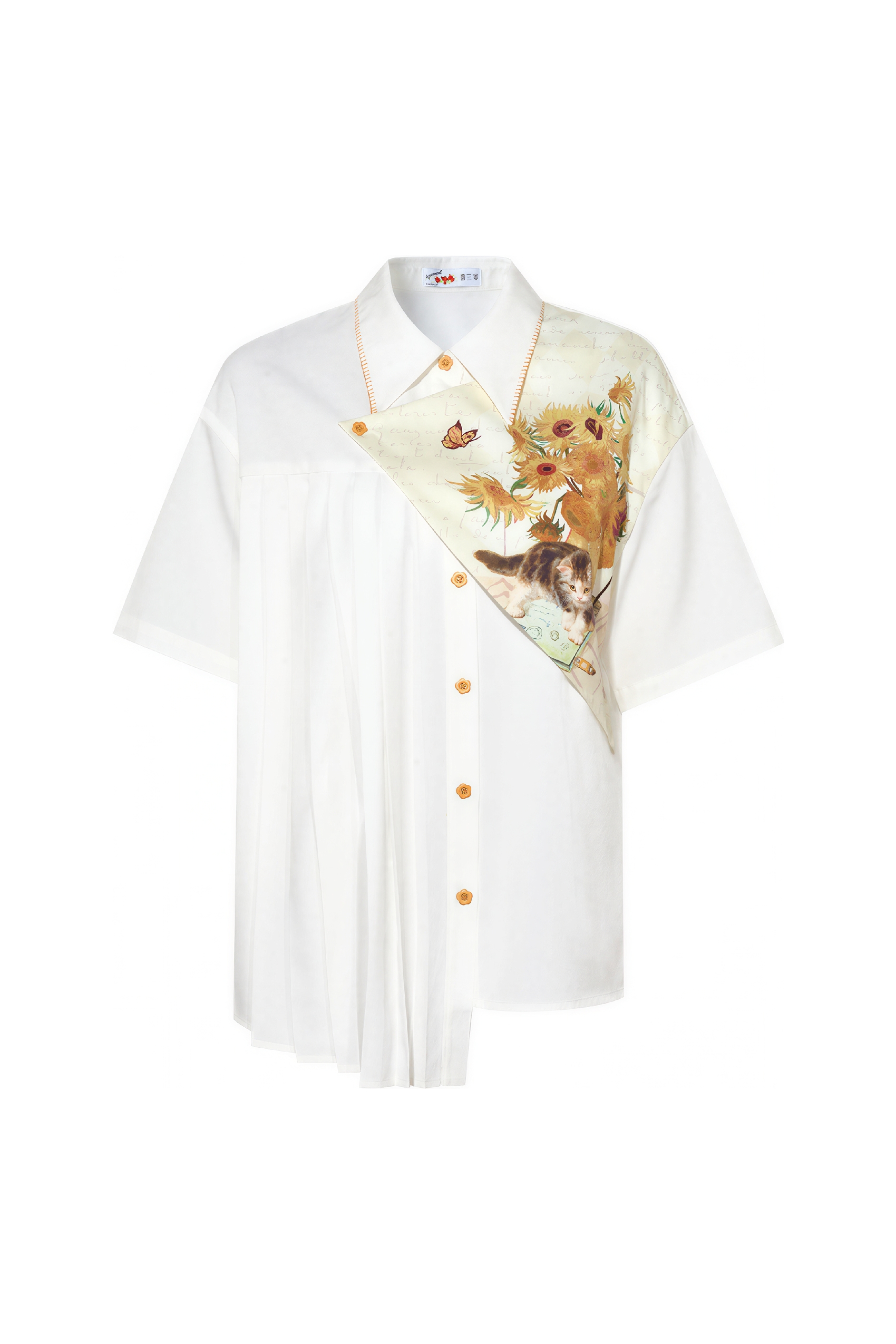 Van Gogh-Inspired Art Print Faux Layered Shirt-LYONSENS
