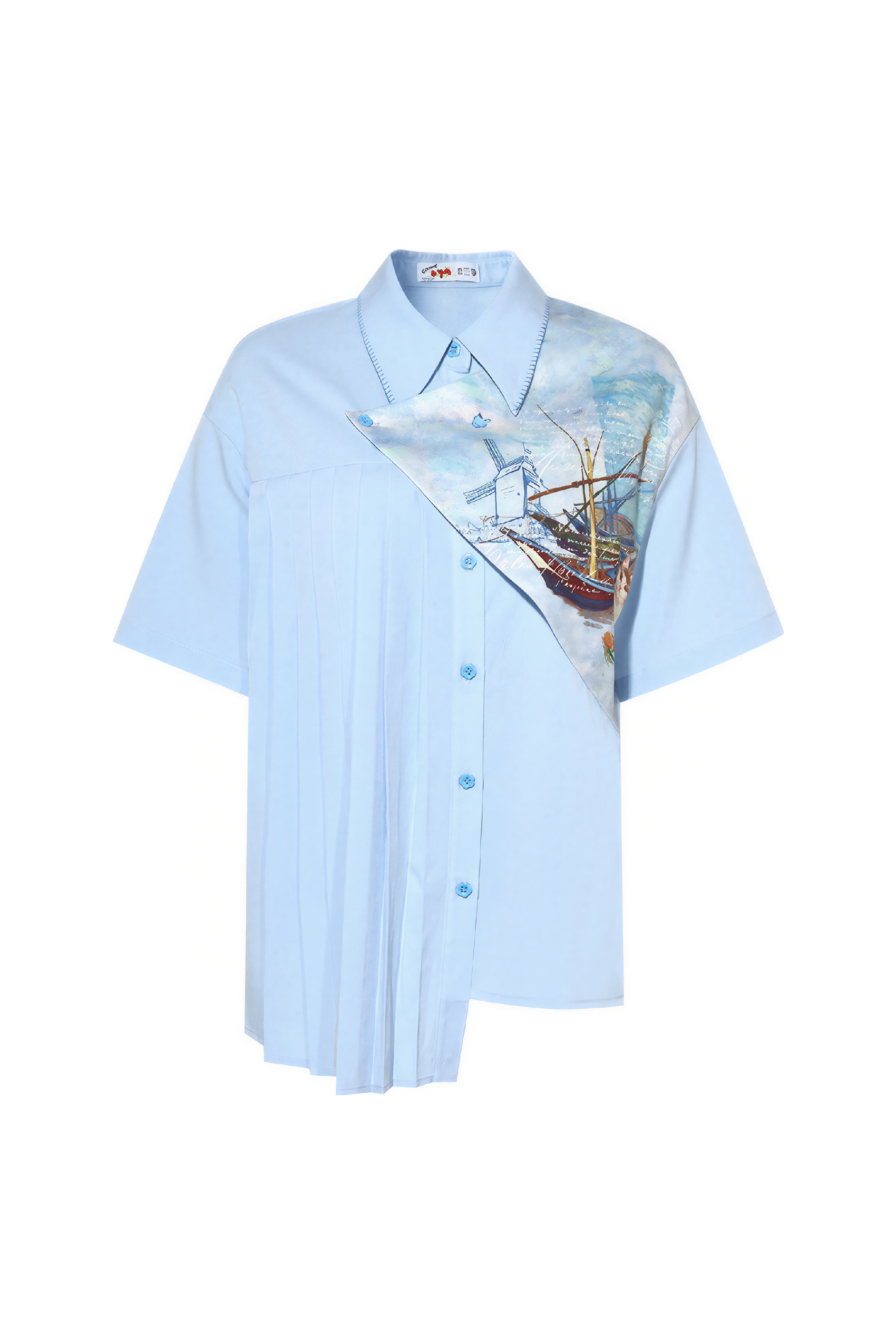 Van Gogh-Inspired Art Print Faux Layered Shirt-LYONSENS