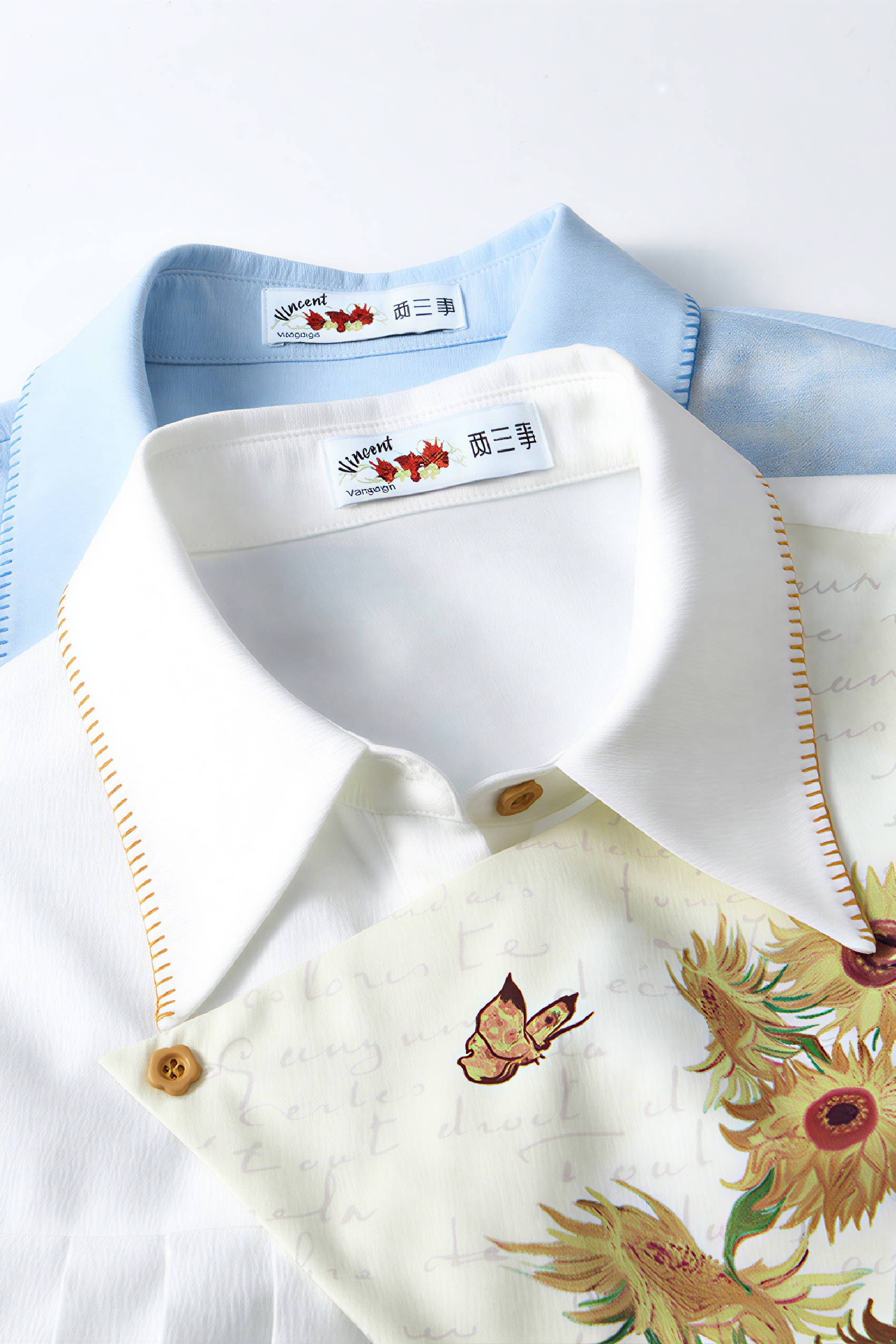 Van Gogh-Inspired Art Print Faux Layered Shirt-LYONSENS