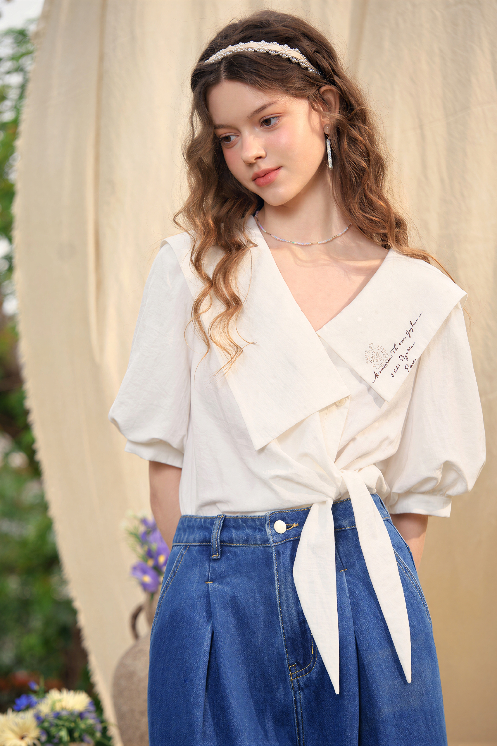 Van Gogh-Inspired Sailor Collar Shirt